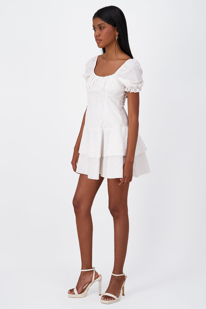 Embroidered corset dress WHITE