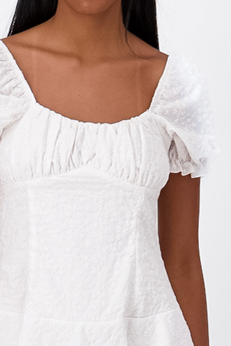 Embroidered corset dress WHITE