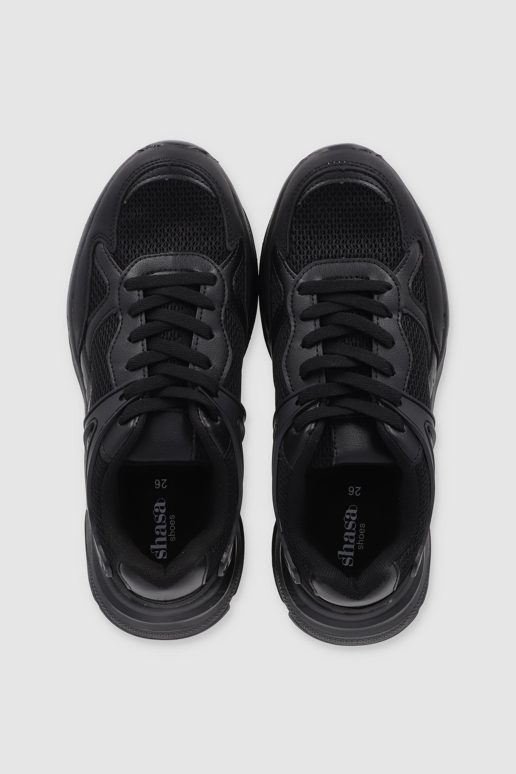 RUNNER TENIS CONTRAST MATERIALS BLACK