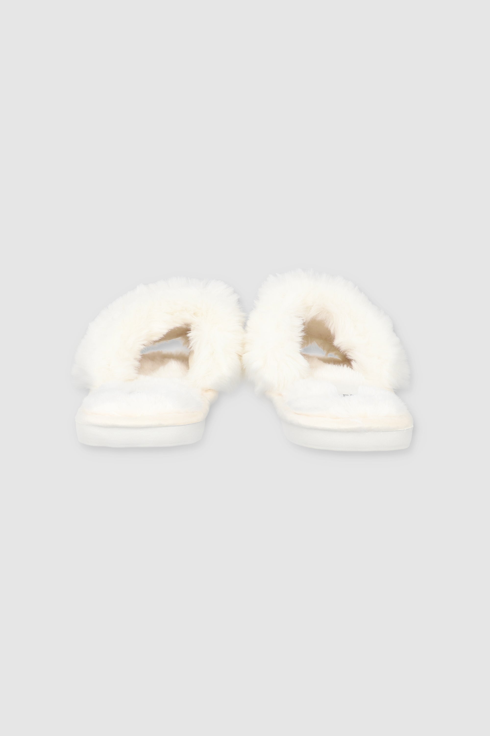 Pantufla fluffy tira brillos BLANCO