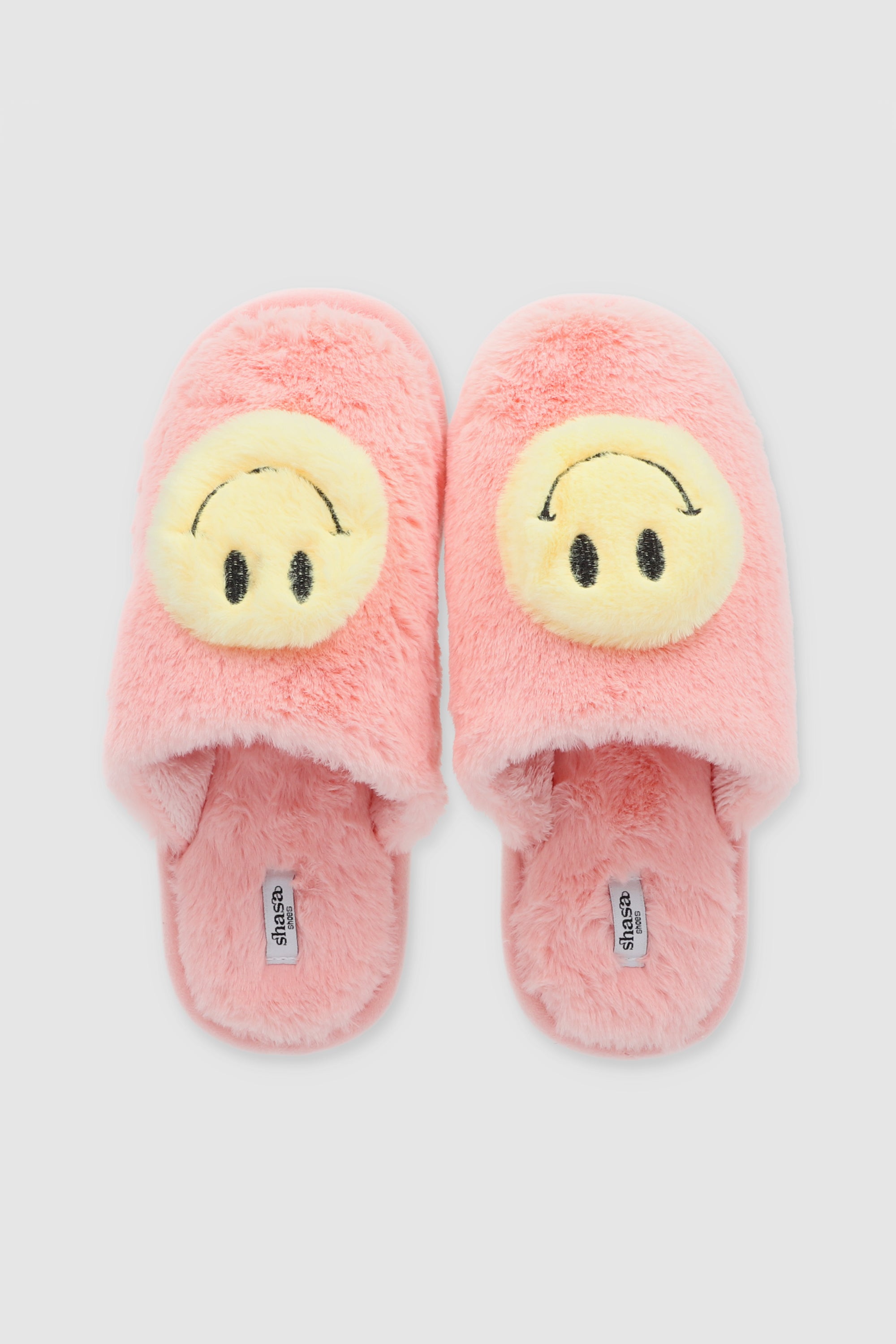 Pantuflas carita feliz fluffy ROSA