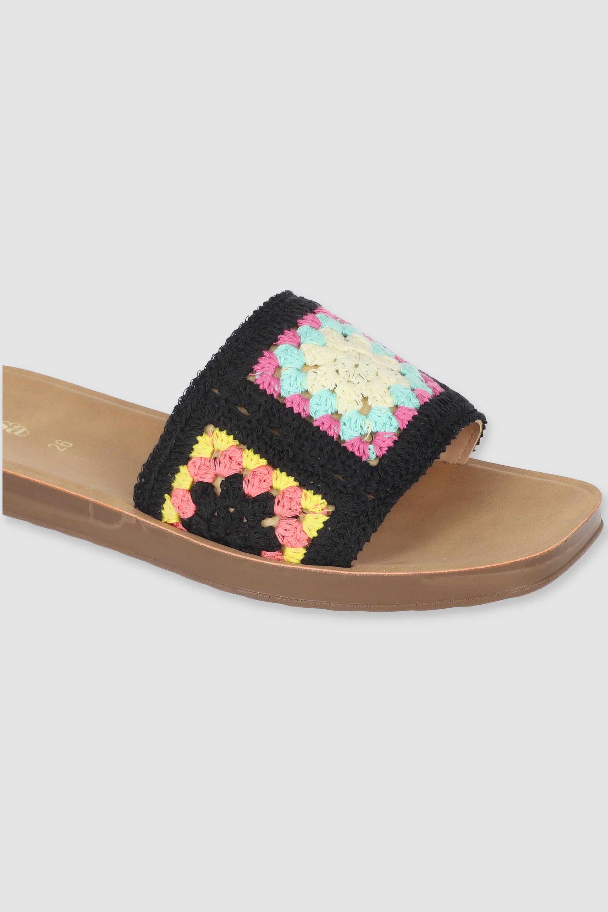 SANDALIA MULA CROCHET NEGRO