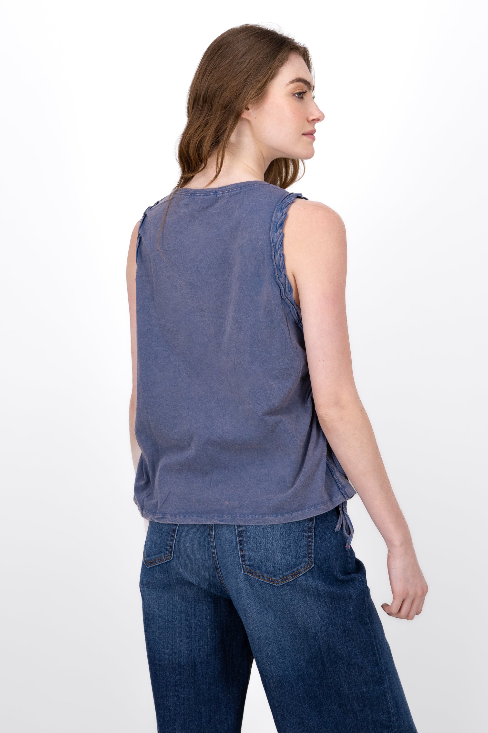 Top Acid Wash Nashville Print BLUE