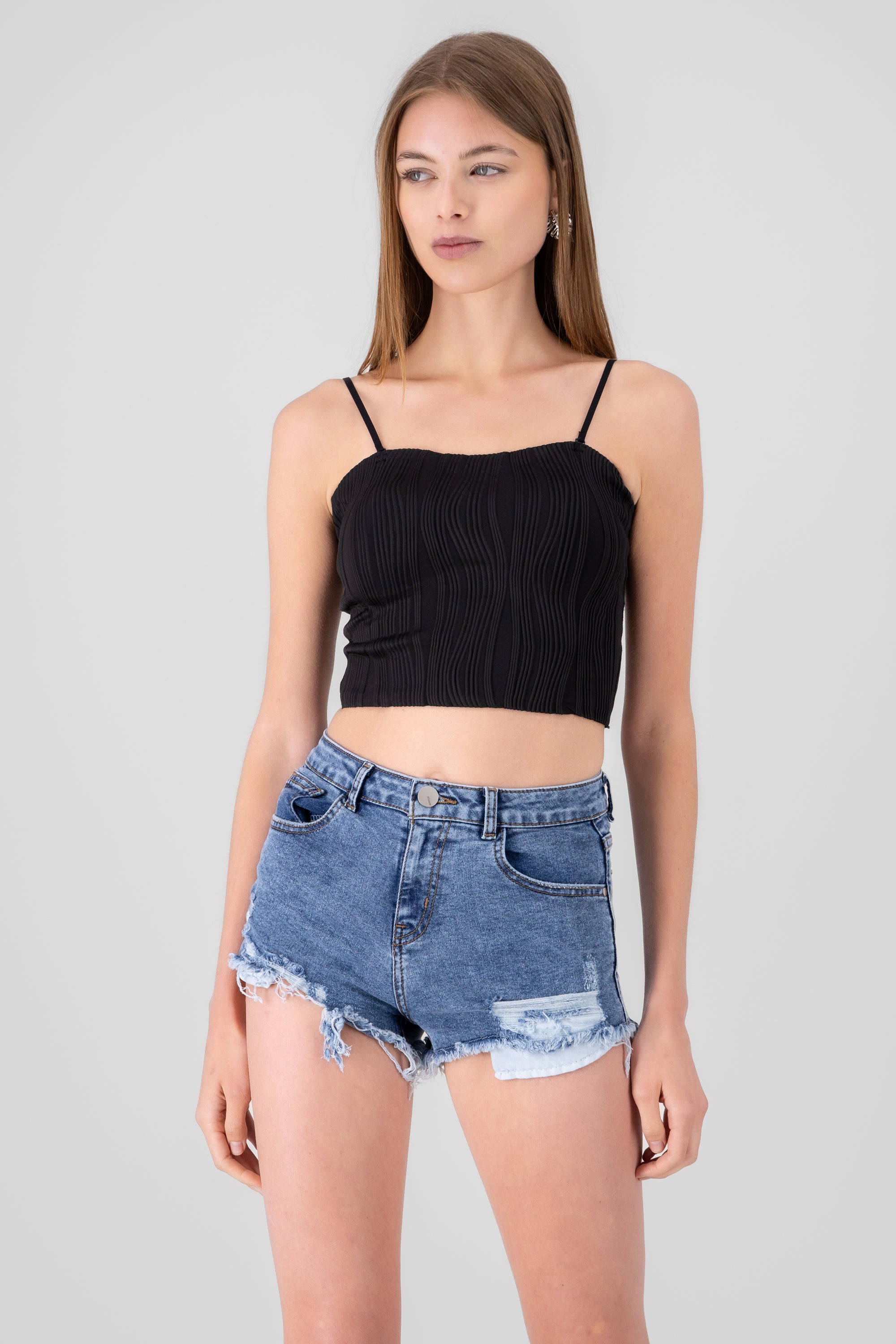 Mangaless top with glasses and texture BLACK