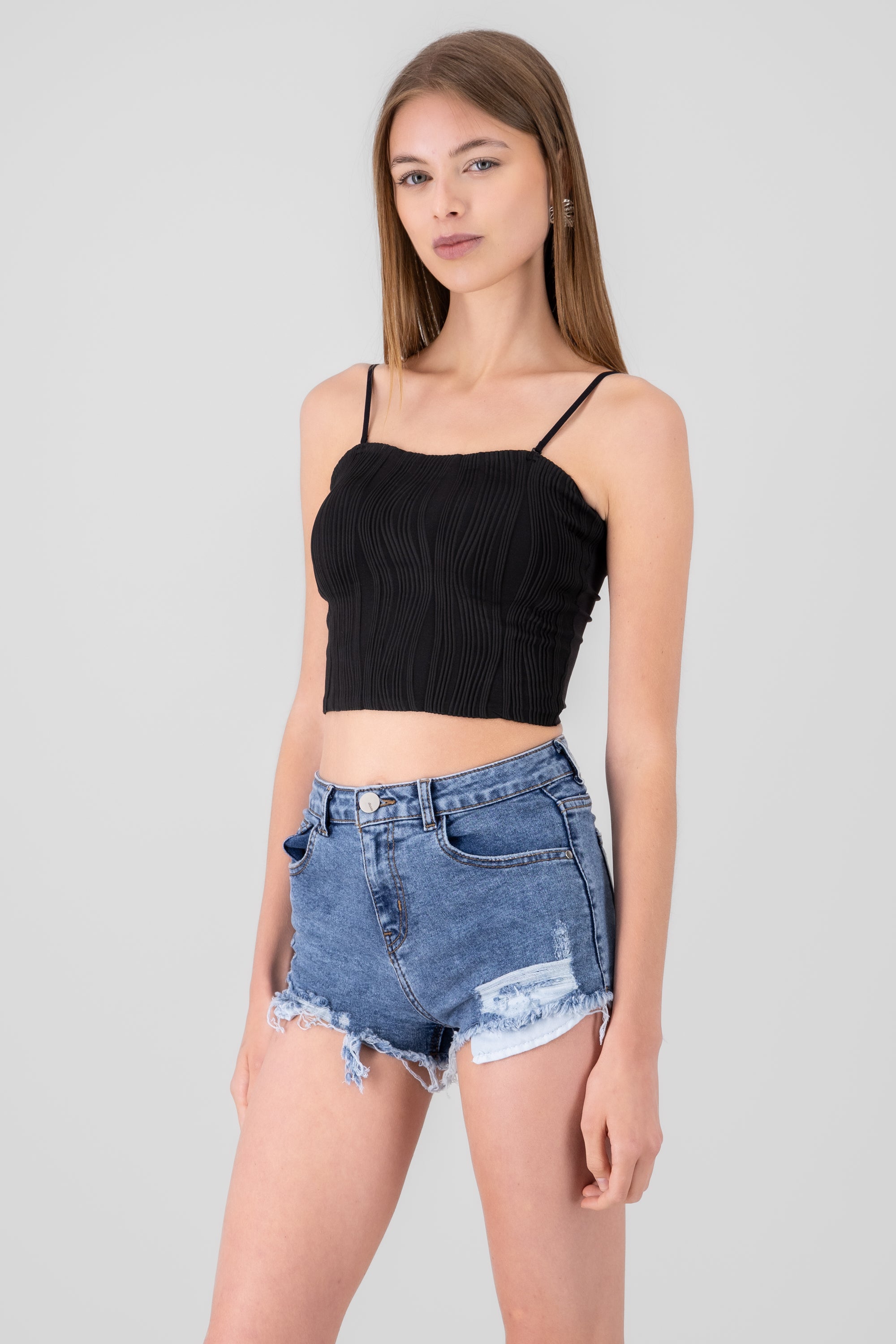 Mangaless top with glasses and texture BLACK