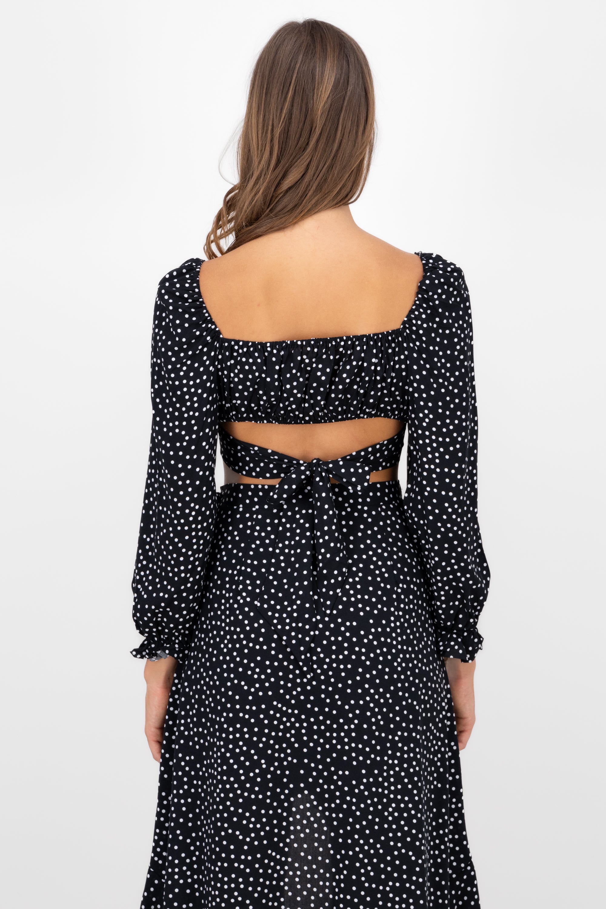 Estamapdo polka dots blouse with long sleeves Black Combo