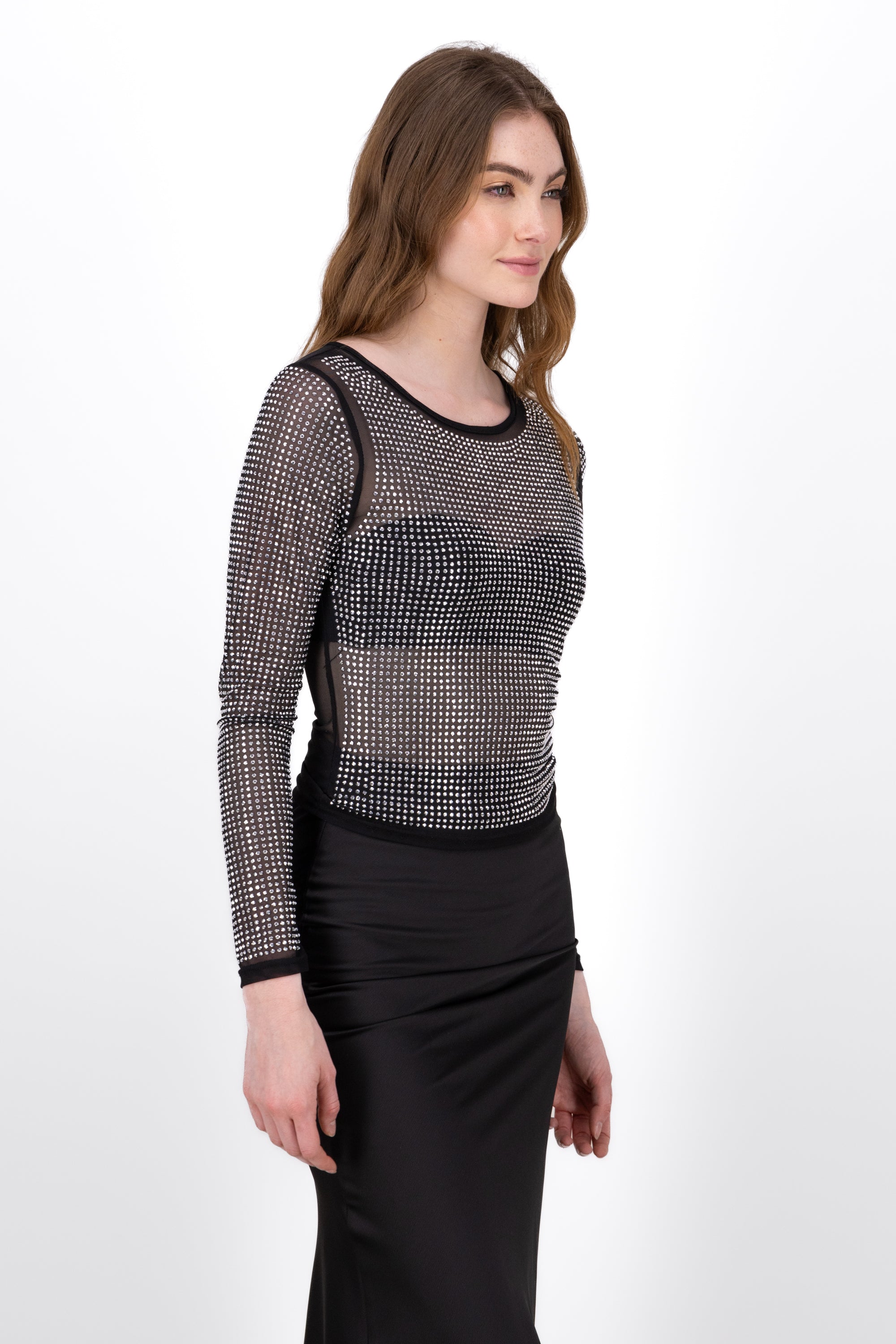 Top Brillos Manga Larga NEGRO