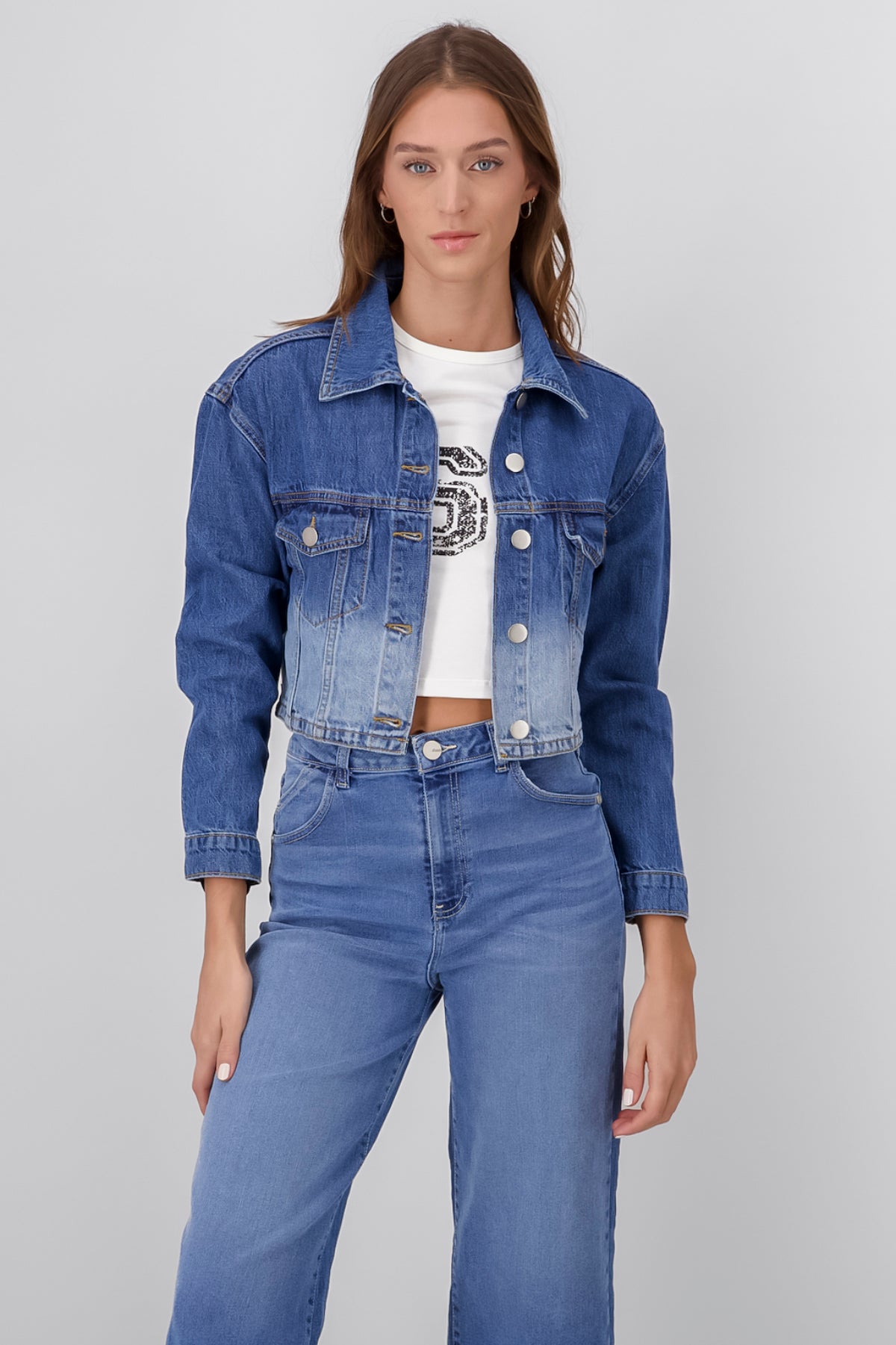 Degraded Crop Chamarra Medium Wash