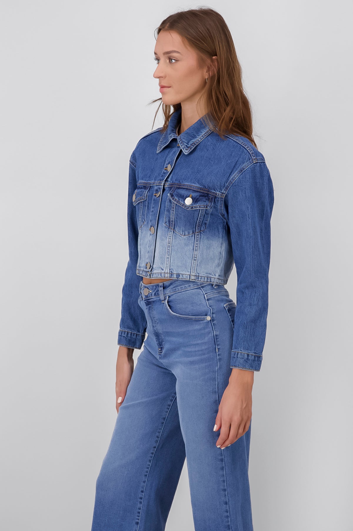 Degraded Crop Chamarra Medium Wash