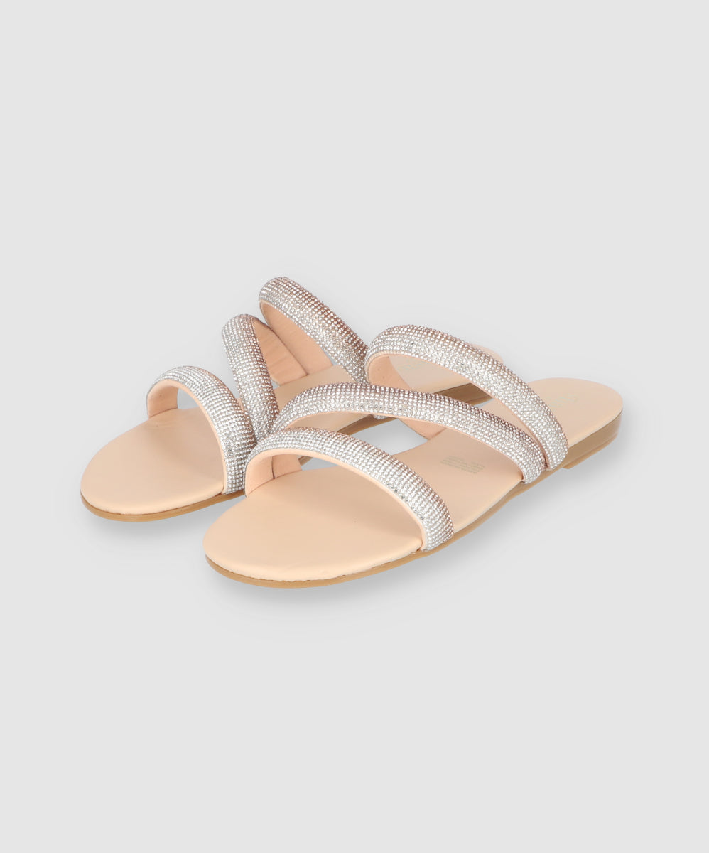 Sandal Multicolor strips shine Nude