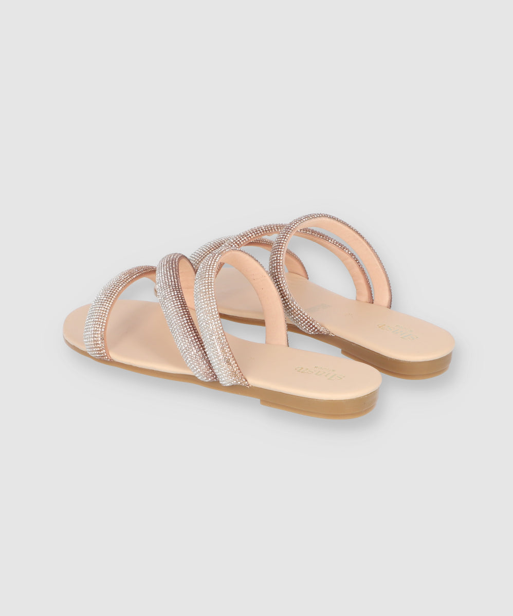 Sandal Multicolor strips shine Nude