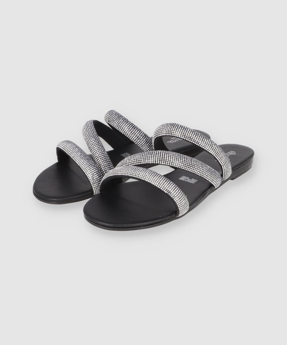 Sandal Multicolor strips shine BLACK