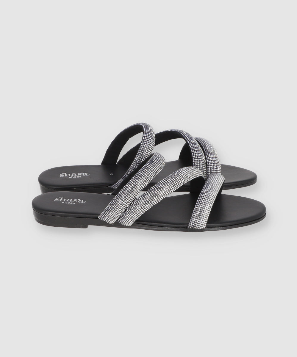 Sandal Multicolor strips shine BLACK