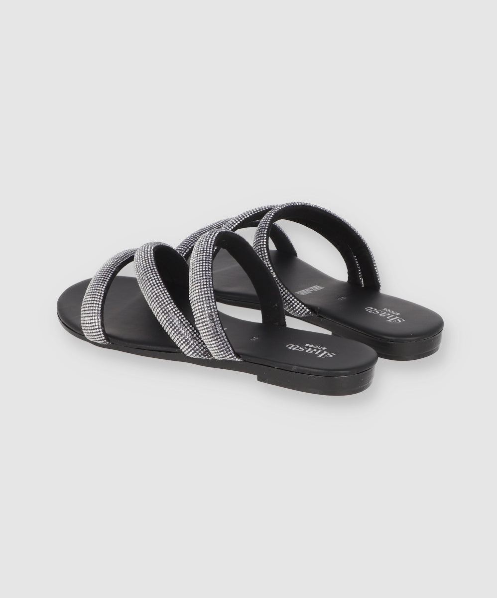 Sandal Multicolor strips shine BLACK