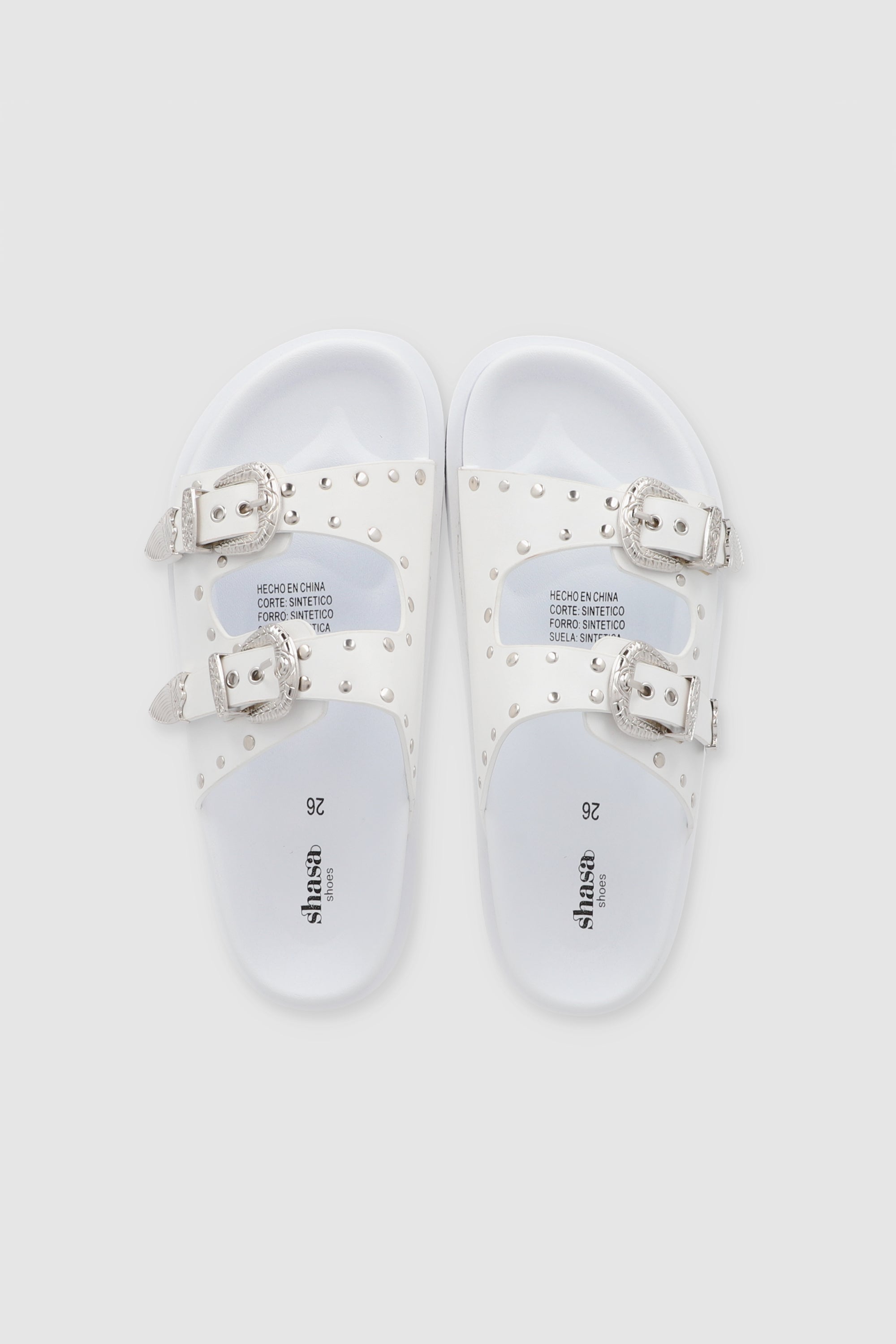 Sandal Studs Megas Buckles WHITE