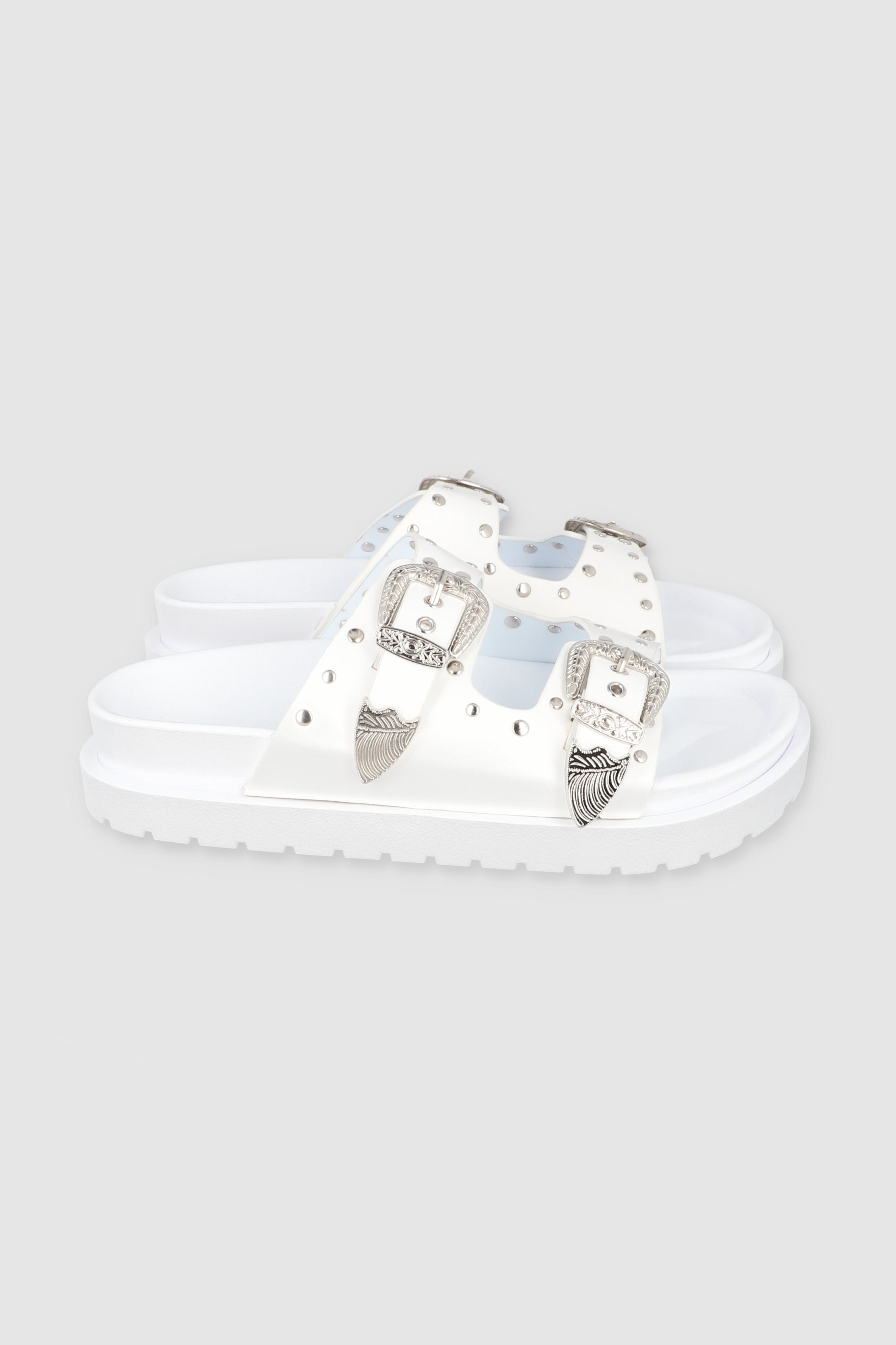 Sandal Studs Megas Buckles WHITE