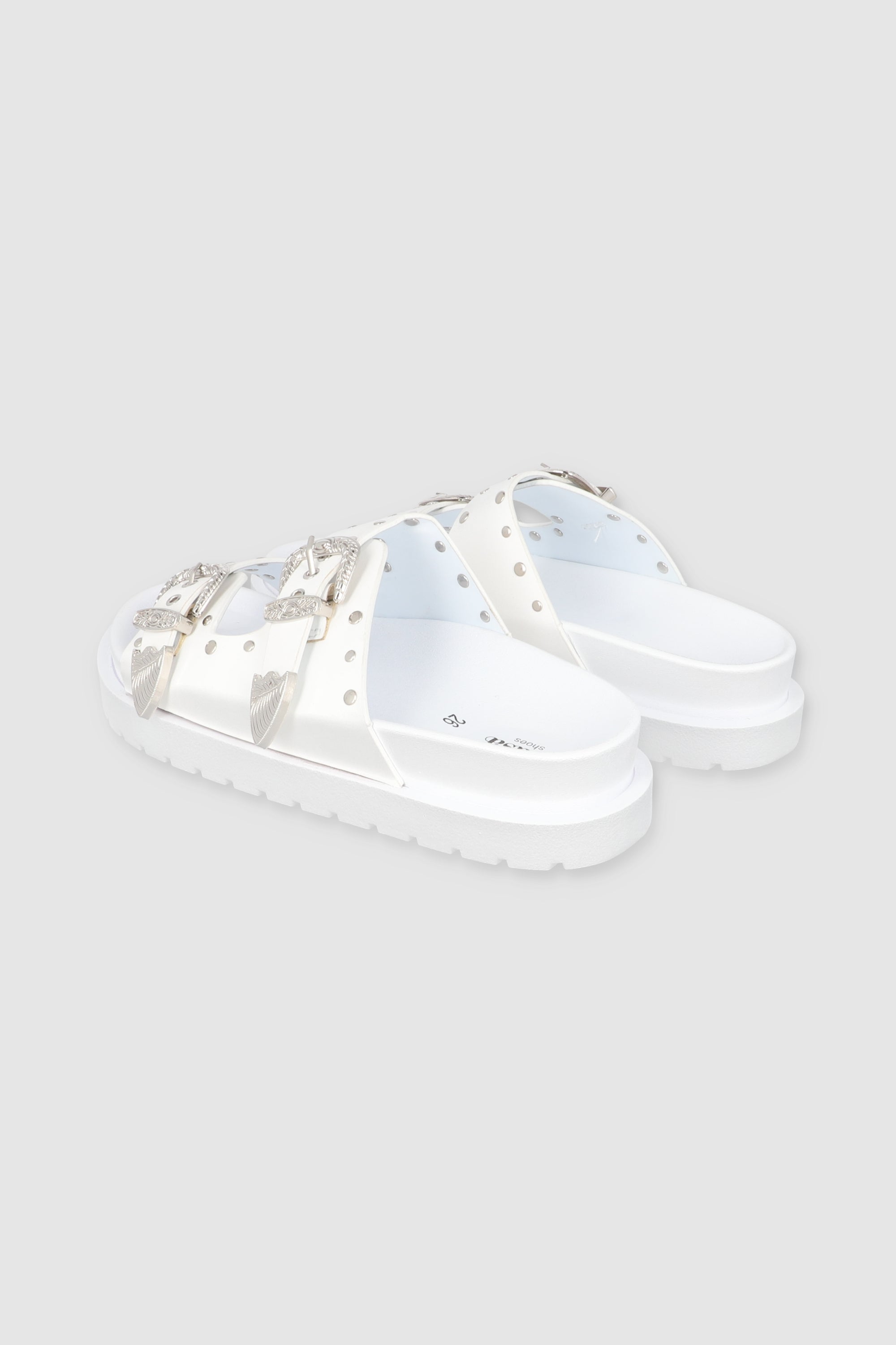 Sandal Studs Megas Buckles WHITE