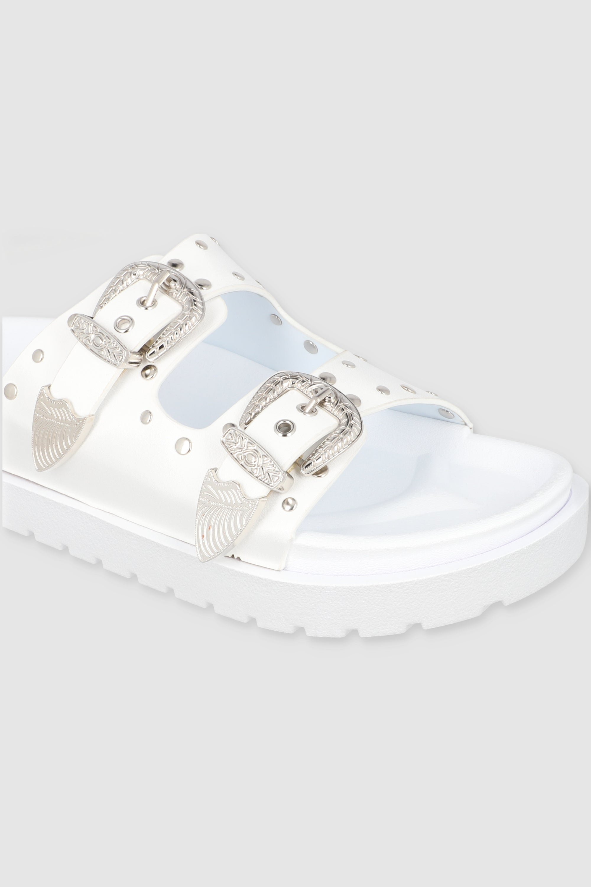 Sandal Studs Megas Buckles WHITE