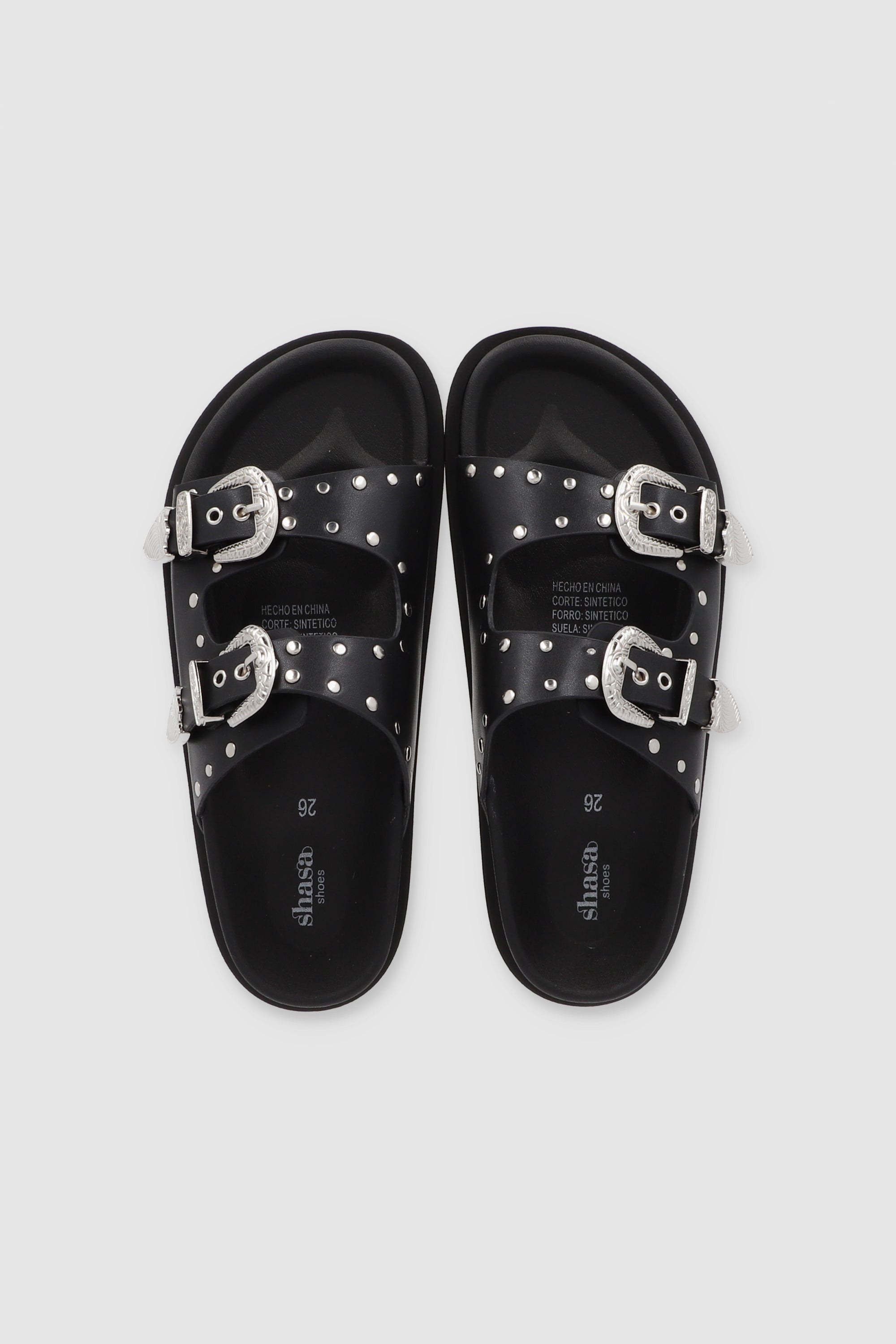 Sandalia Hebillas Studs Megas NEGRO