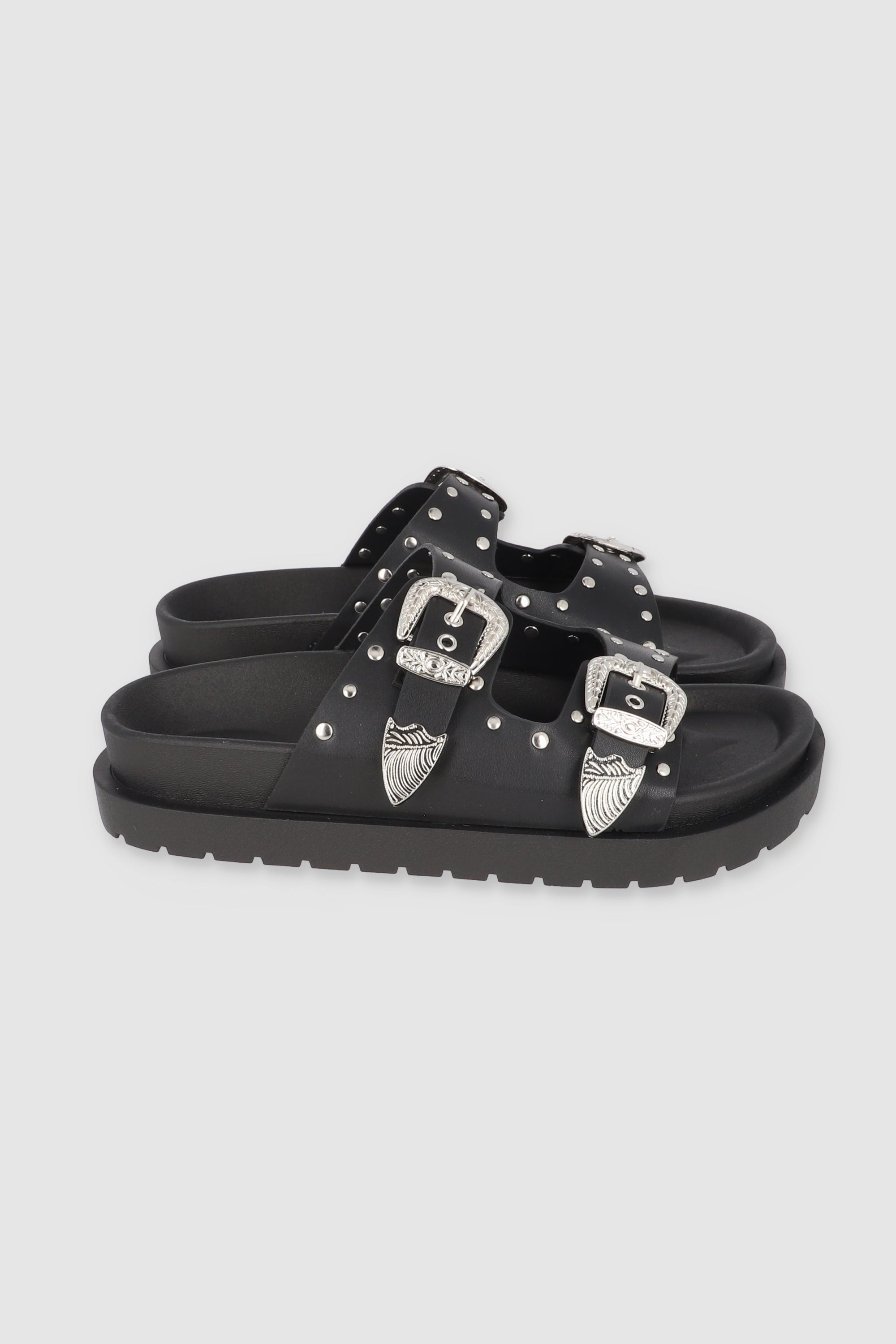 Sandalia Hebillas Studs Megas NEGRO