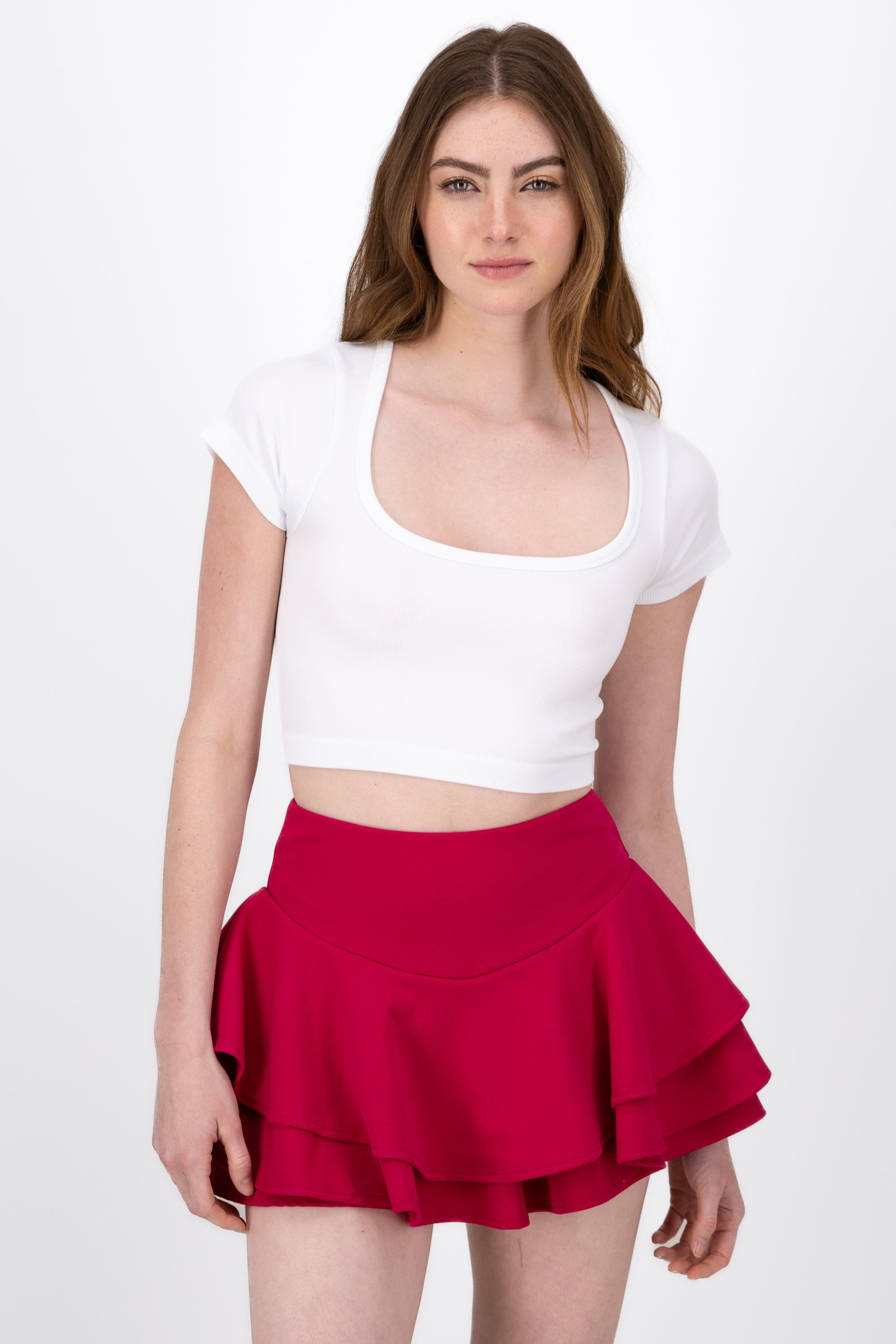 Top Rib Square Neck Short sleeve WHITE