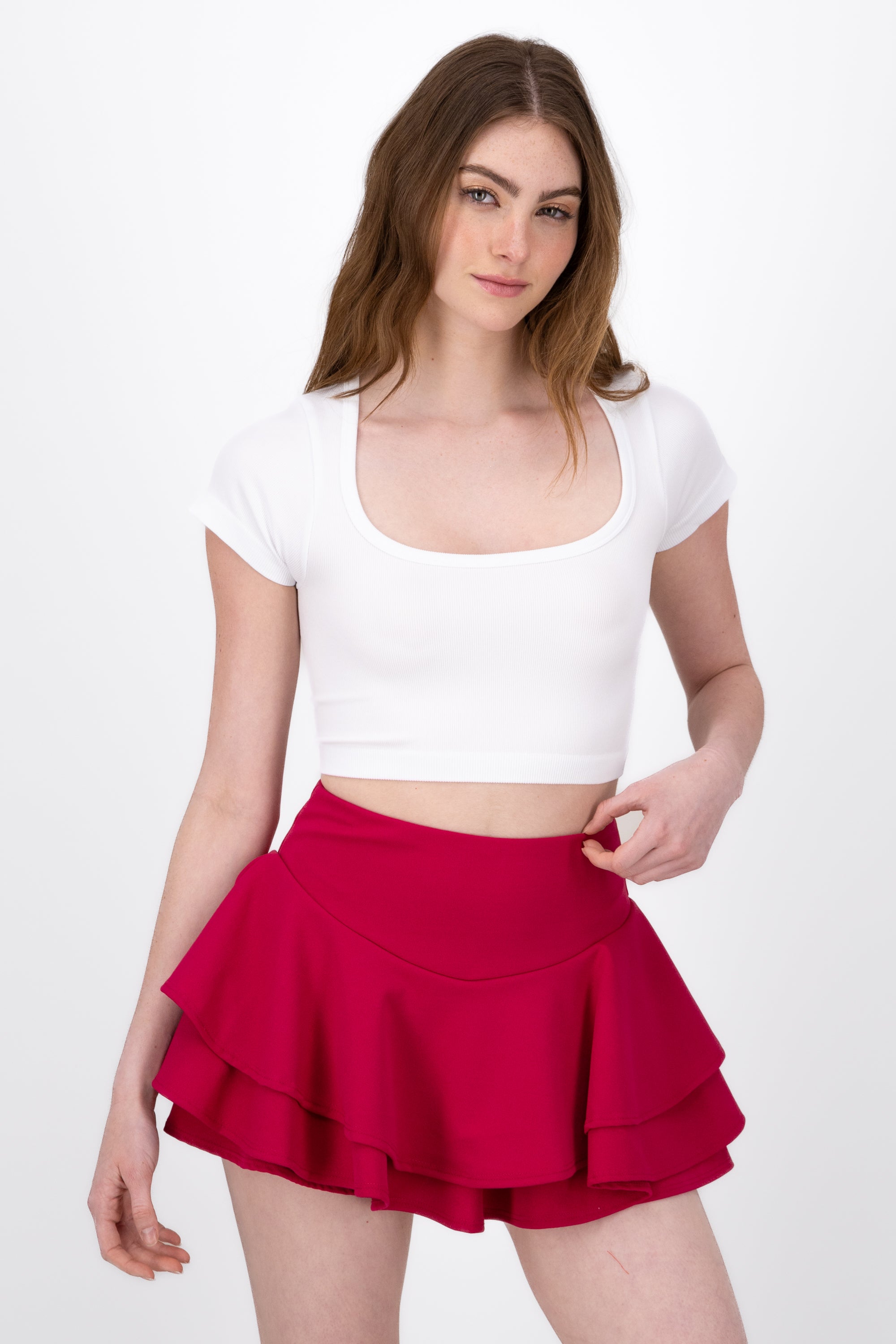 Top Rib Square Neck Short sleeve WHITE