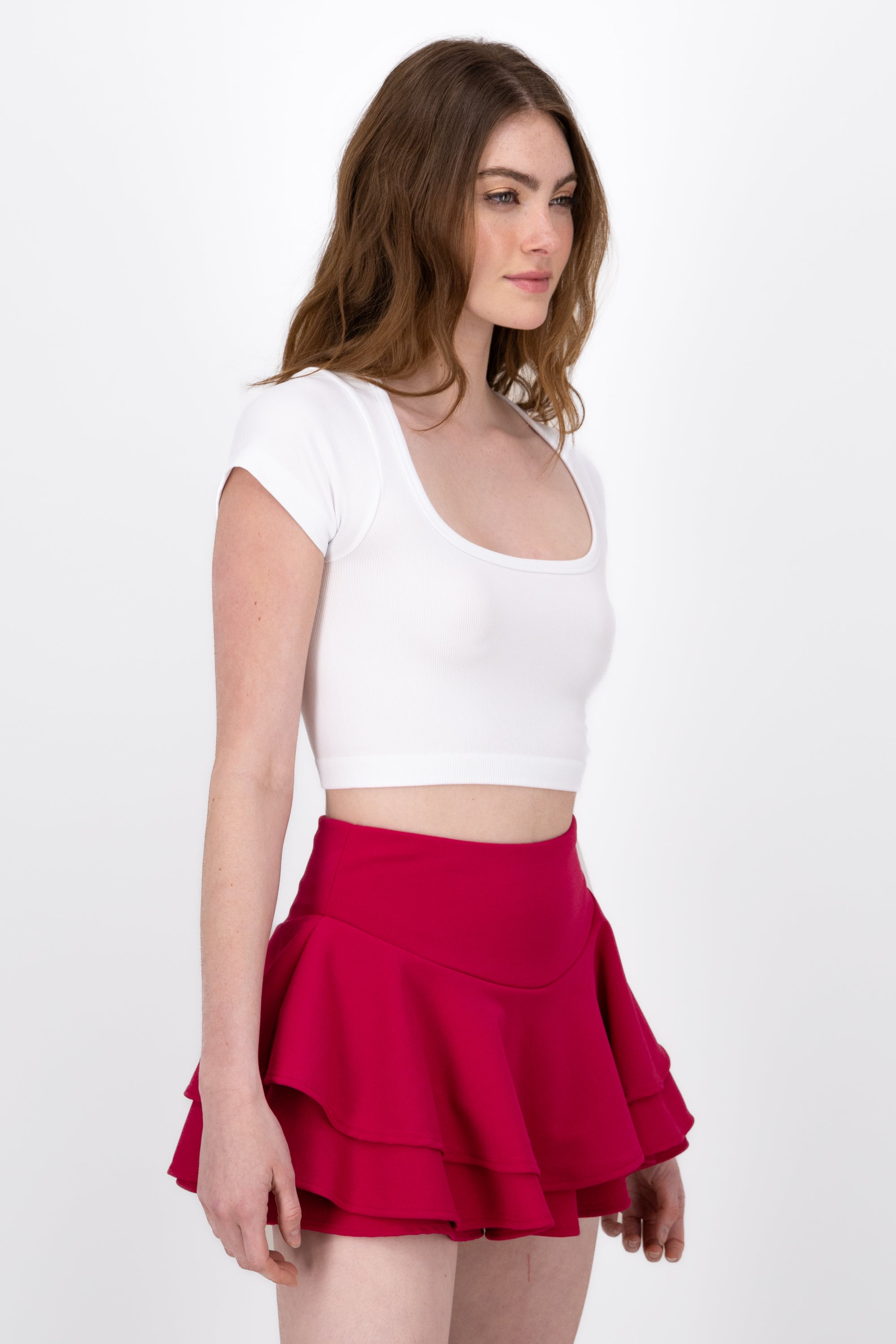 Top Rib Square Neck Short sleeve WHITE