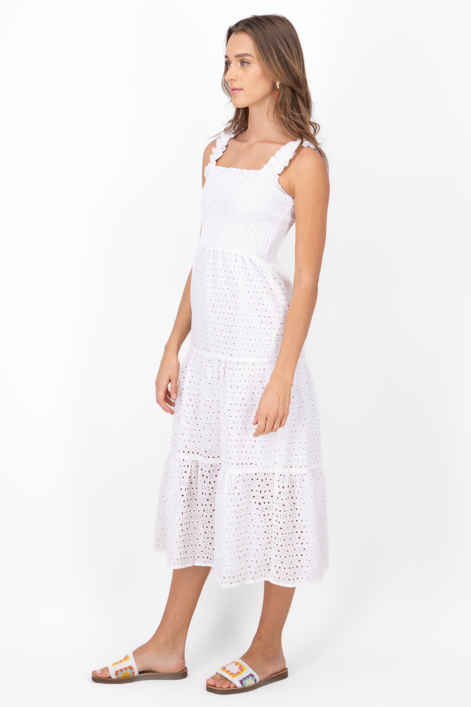 Maxi dress with embroidery WHITE