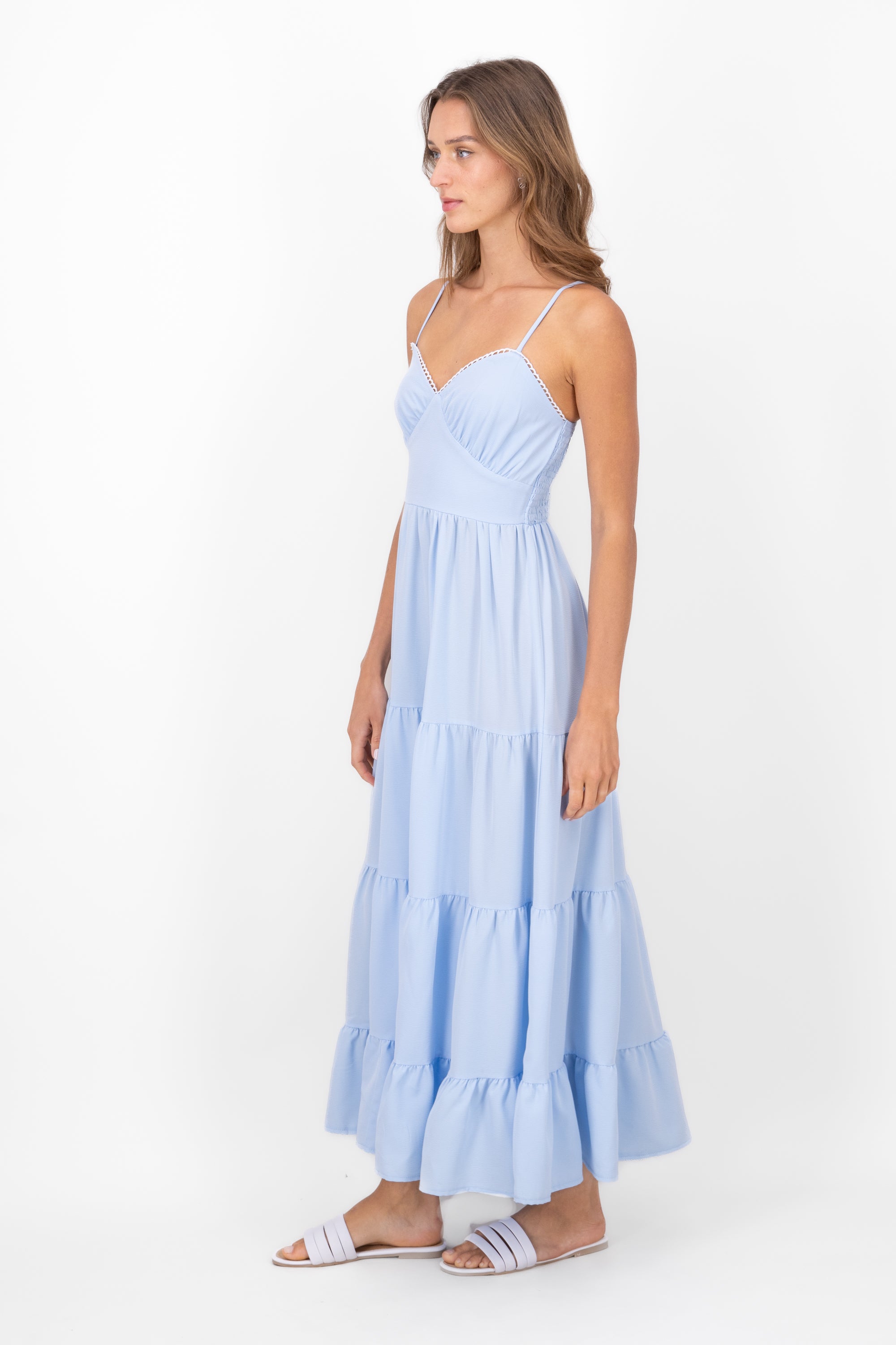 Vestido Maxi Tirantes Con Detalle Escote AZUL CIELO