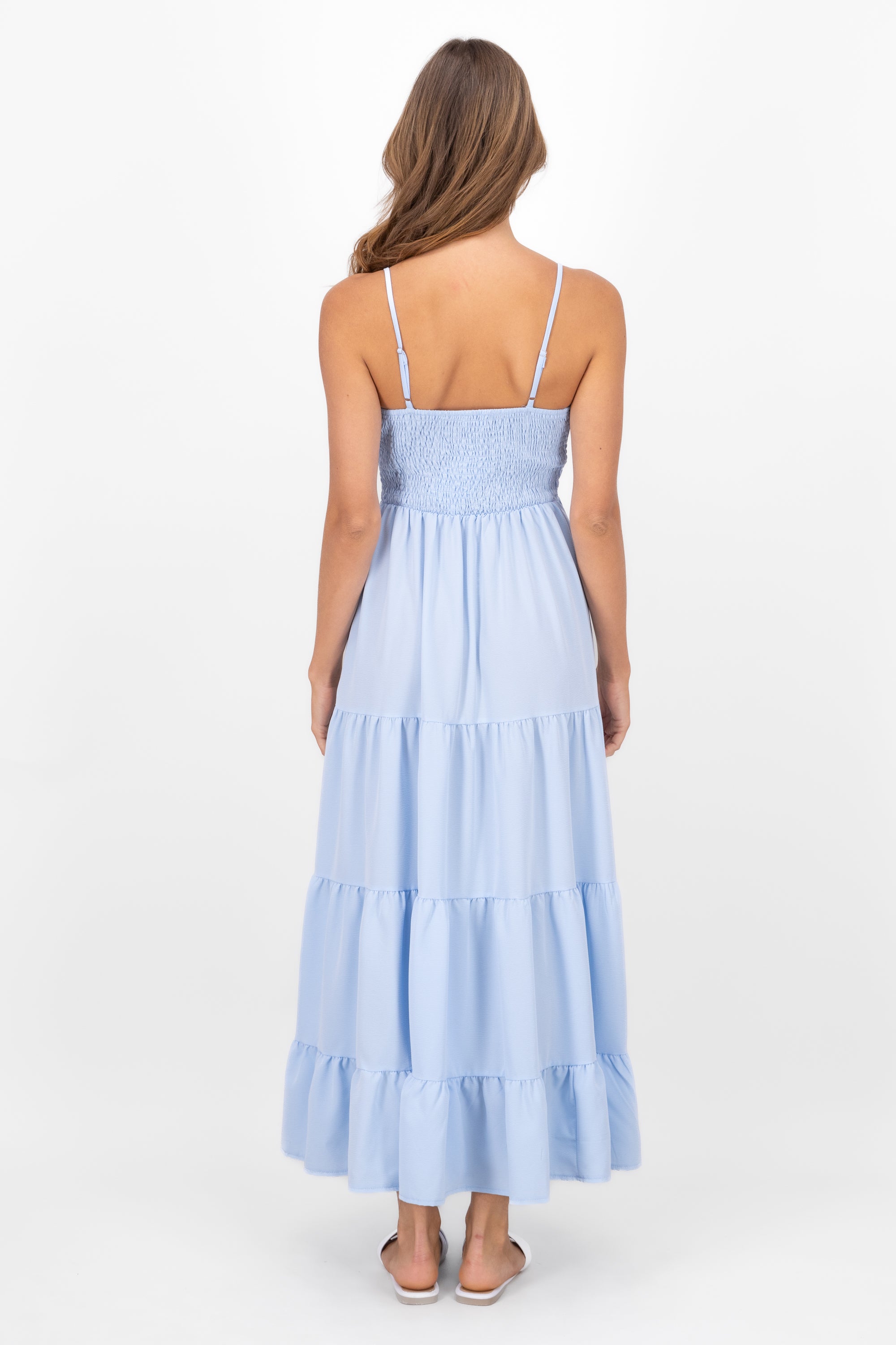 Vestido Maxi Tirantes Con Detalle Escote AZUL CIELO