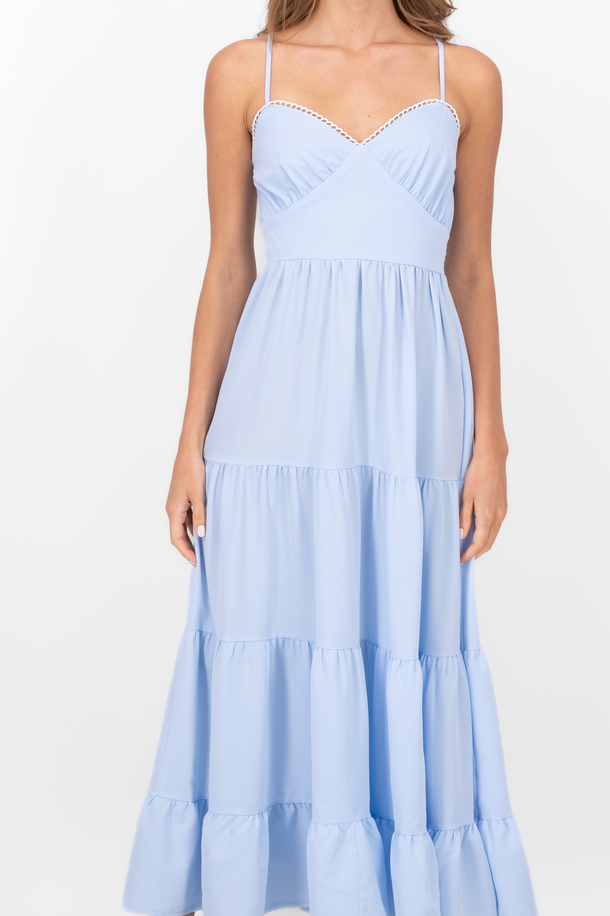 Vestido Maxi Tirantes Con Detalle Escote AZUL CIELO