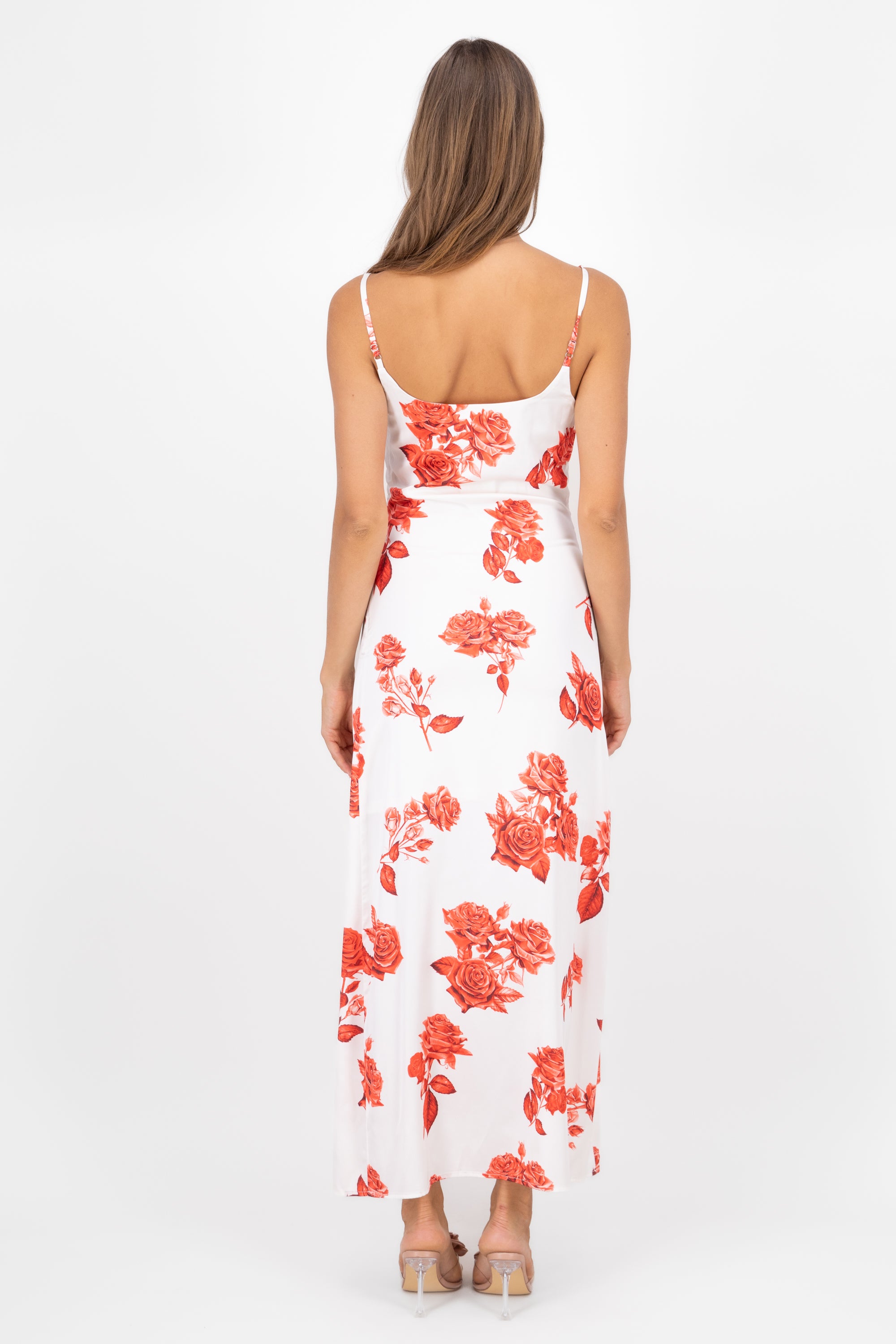 Vestido maxi con estampado de rosas BLANCO COMBO