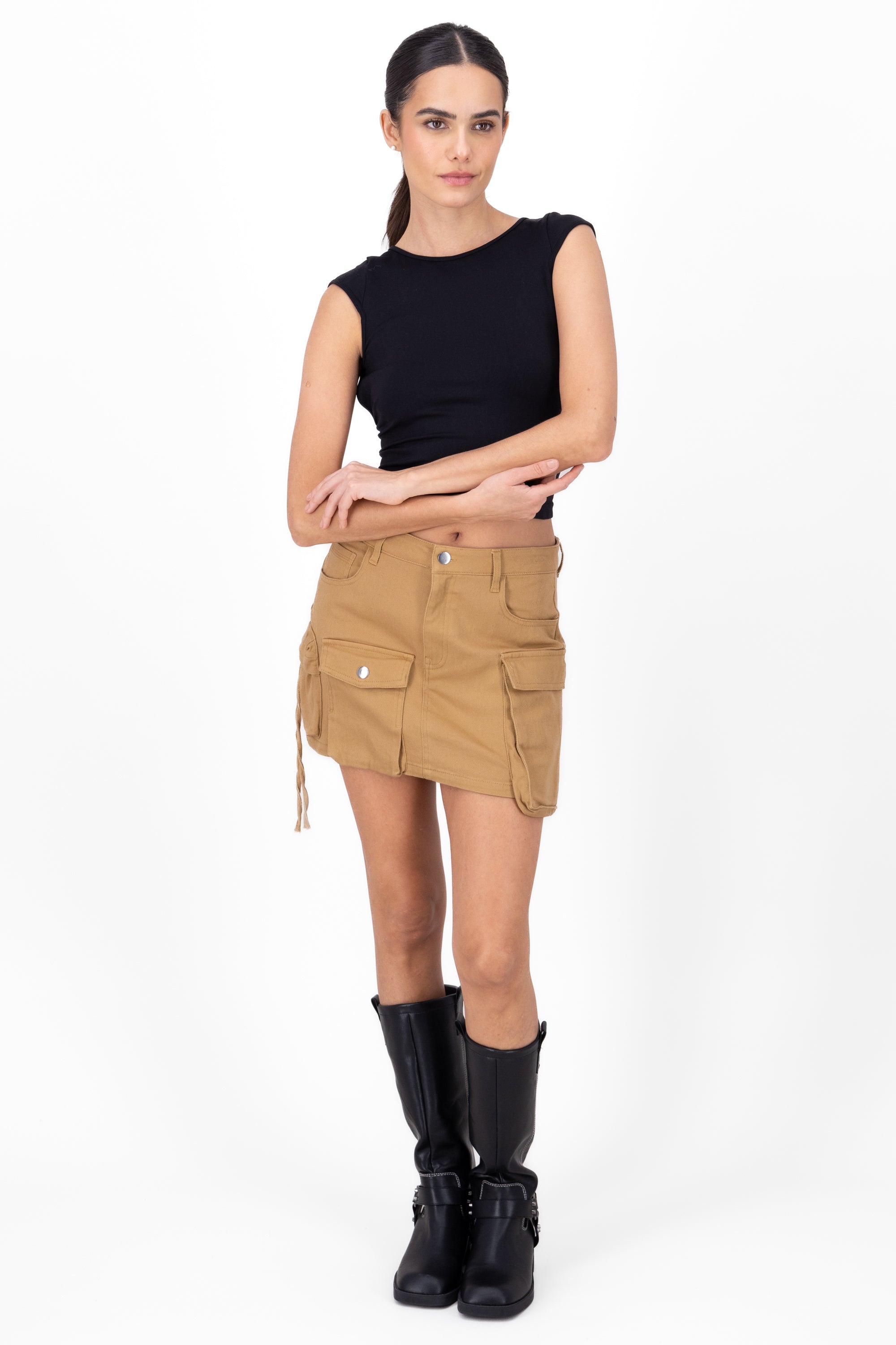 Mini skirt with bags Khaki