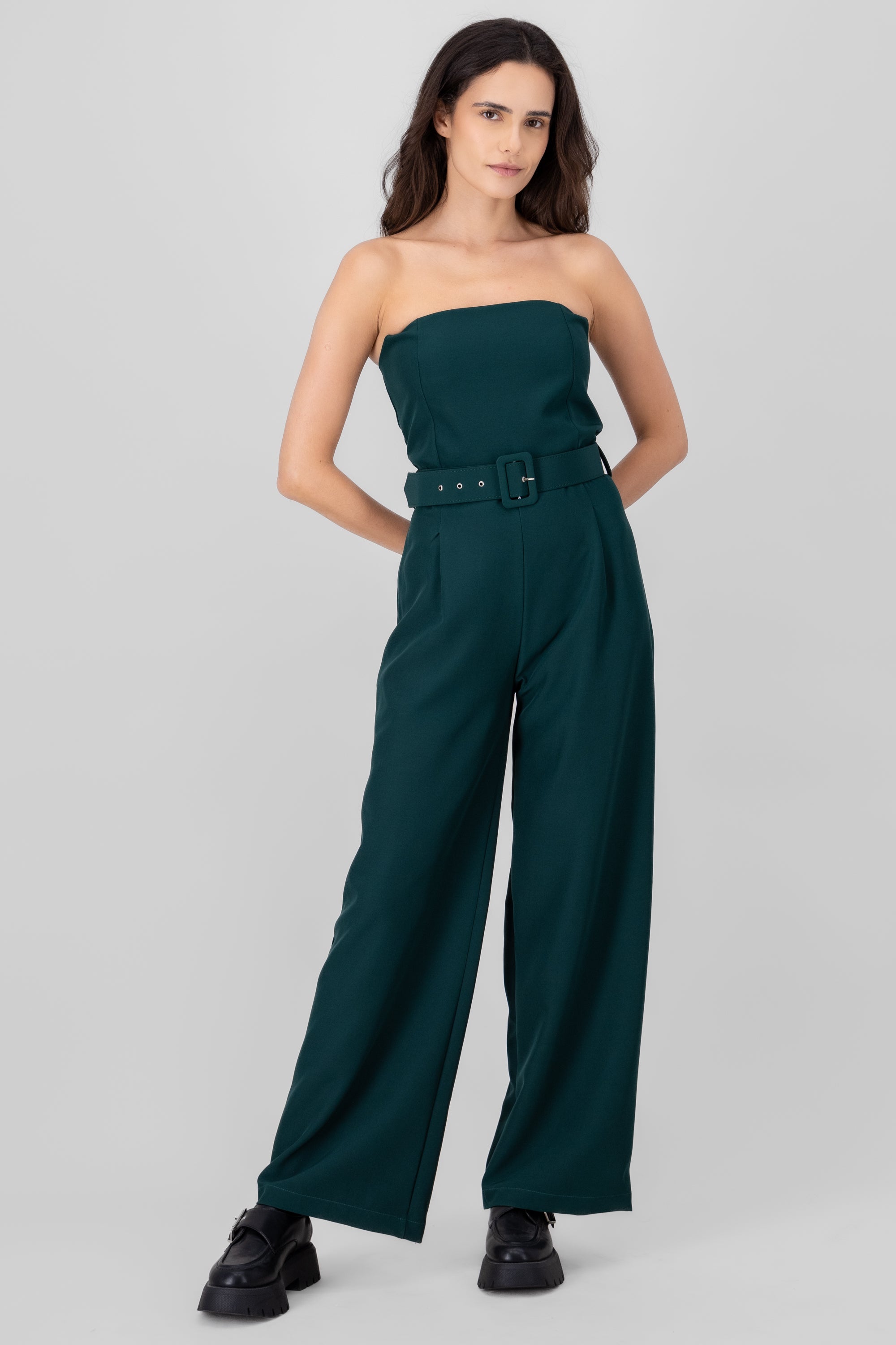 Jumpsuit Liso Cinturon VERDE CAZADOR