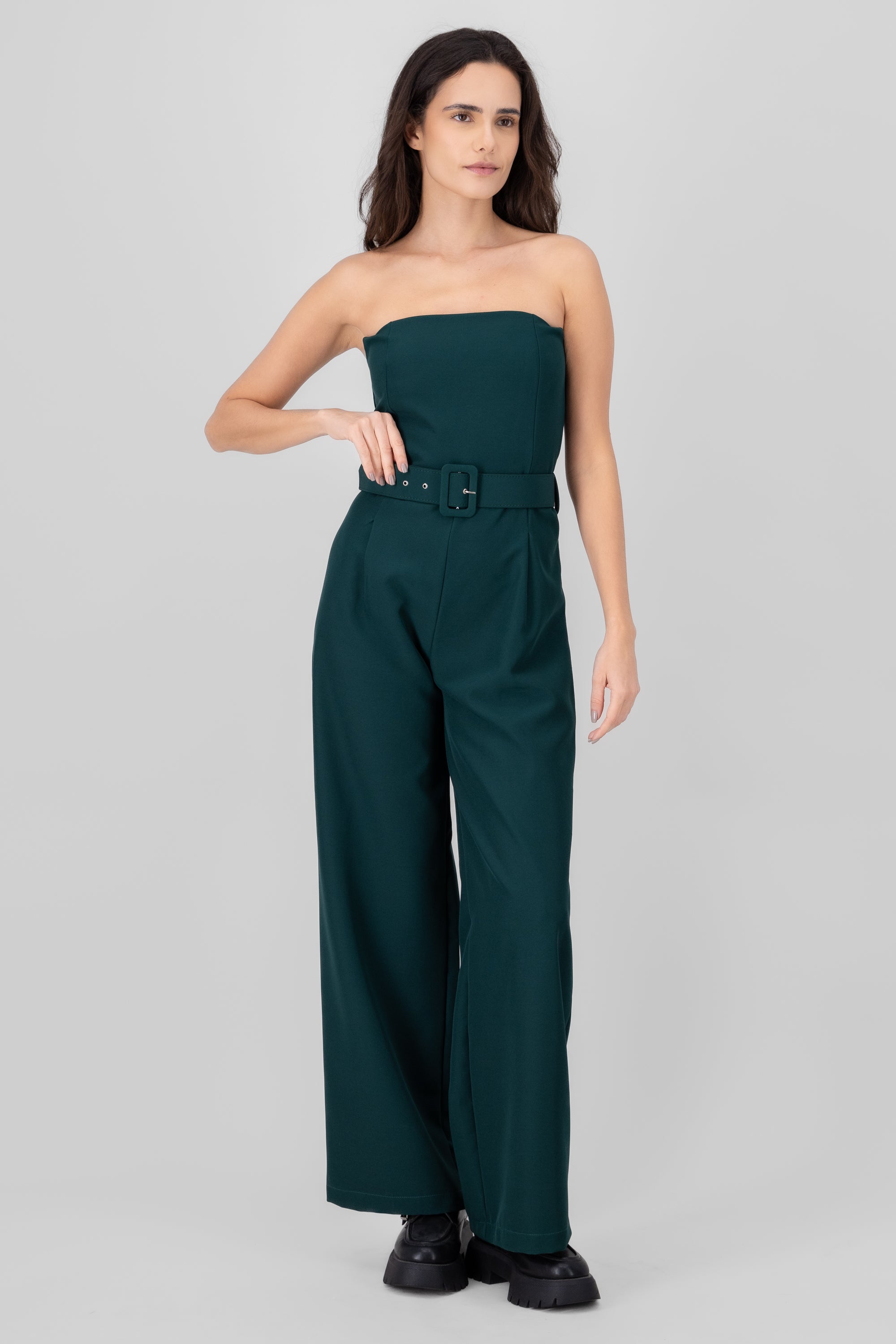 Jumpsuit Liso Cinturon VERDE CAZADOR