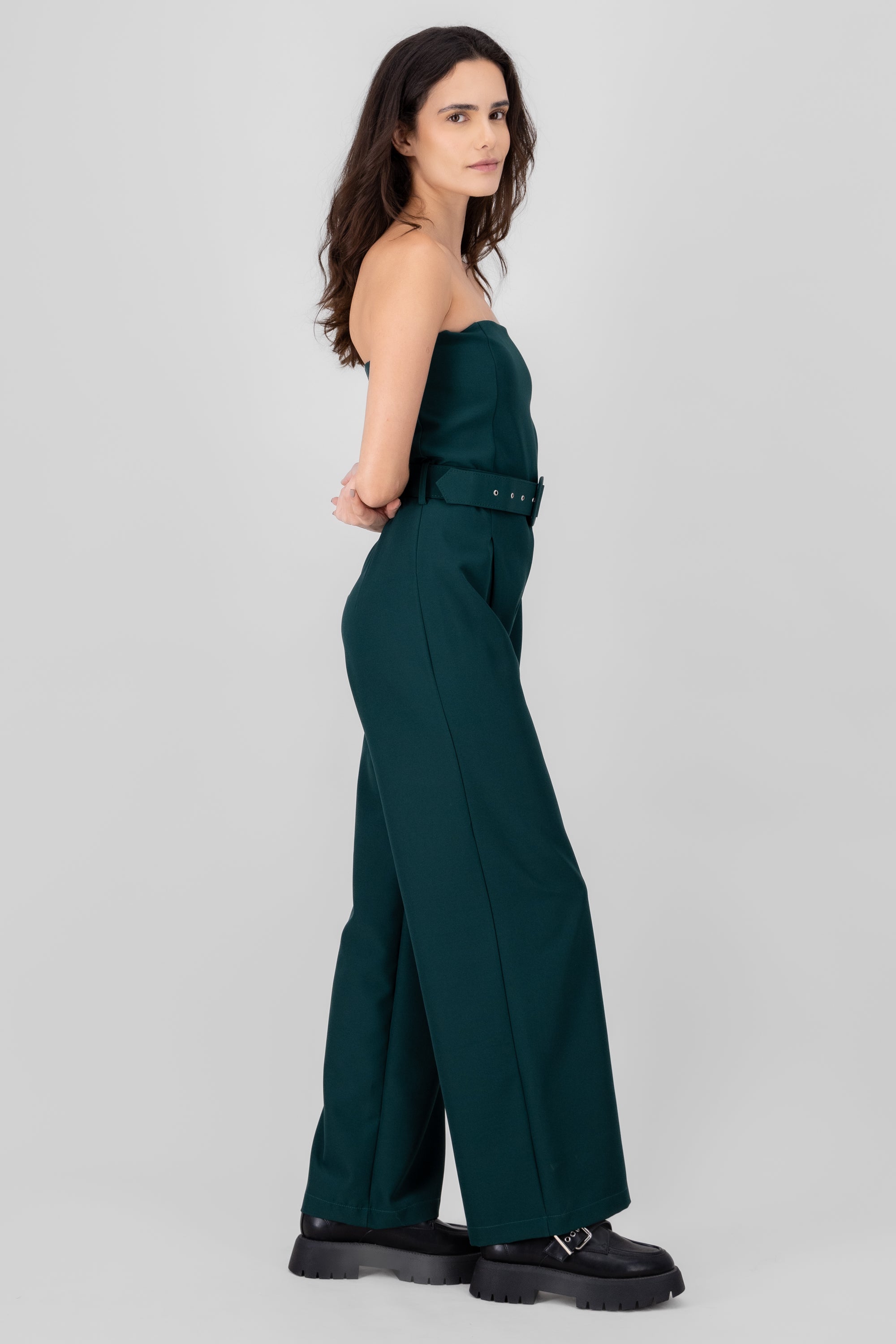 Jumpsuit Liso Cinturon VERDE CAZADOR