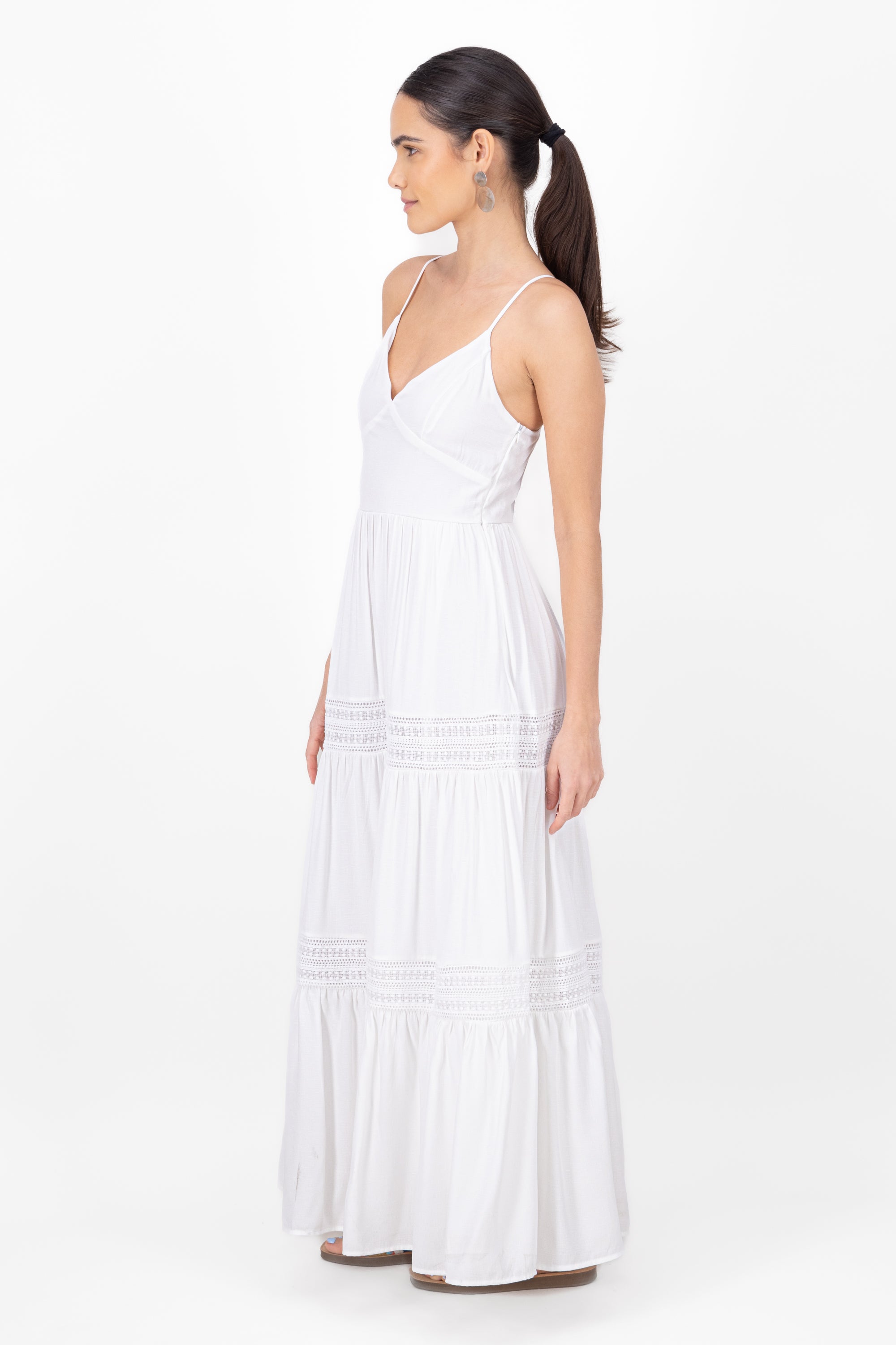 Maxi dress with braces CREAM