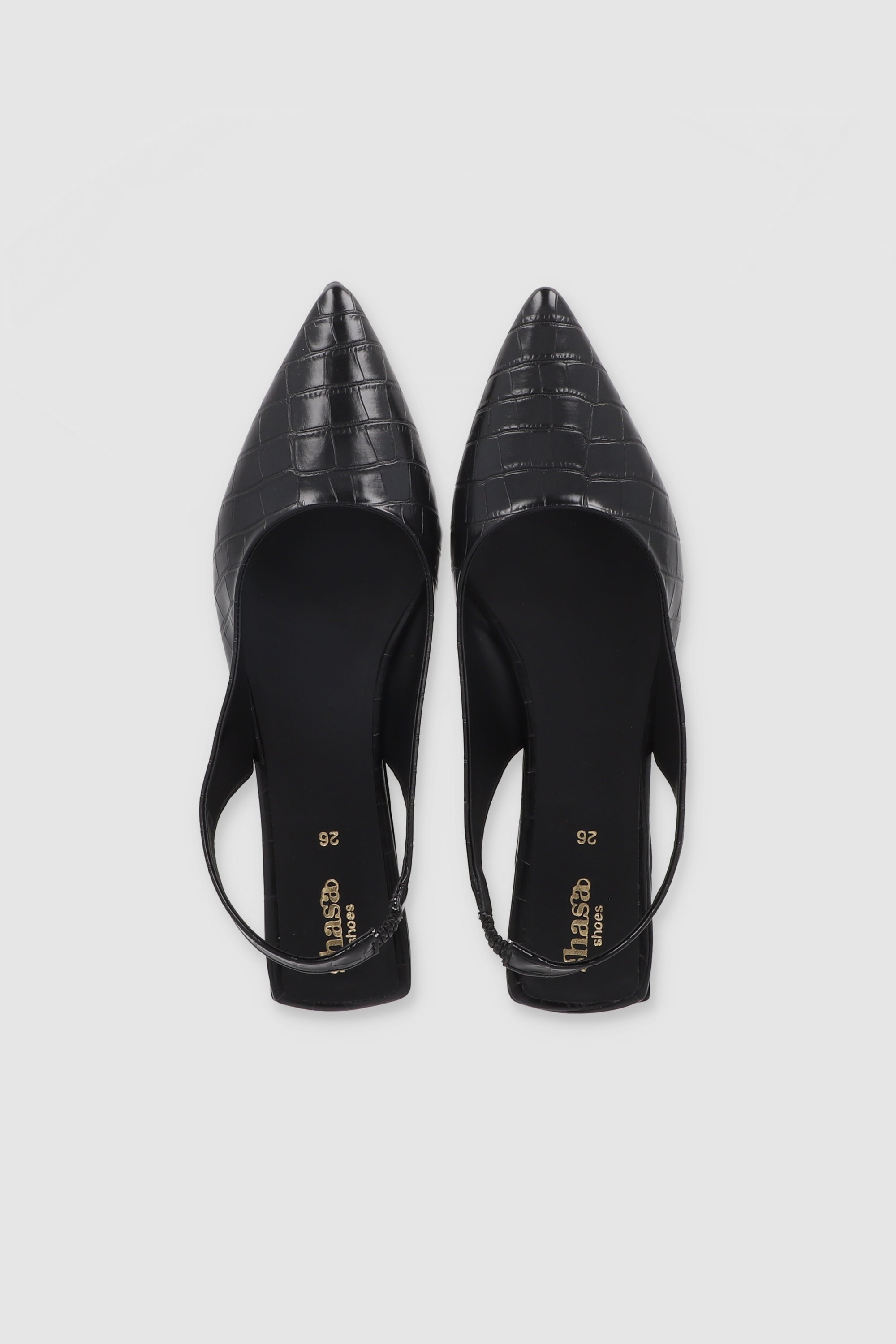 Flat Pointy Croco BLACK