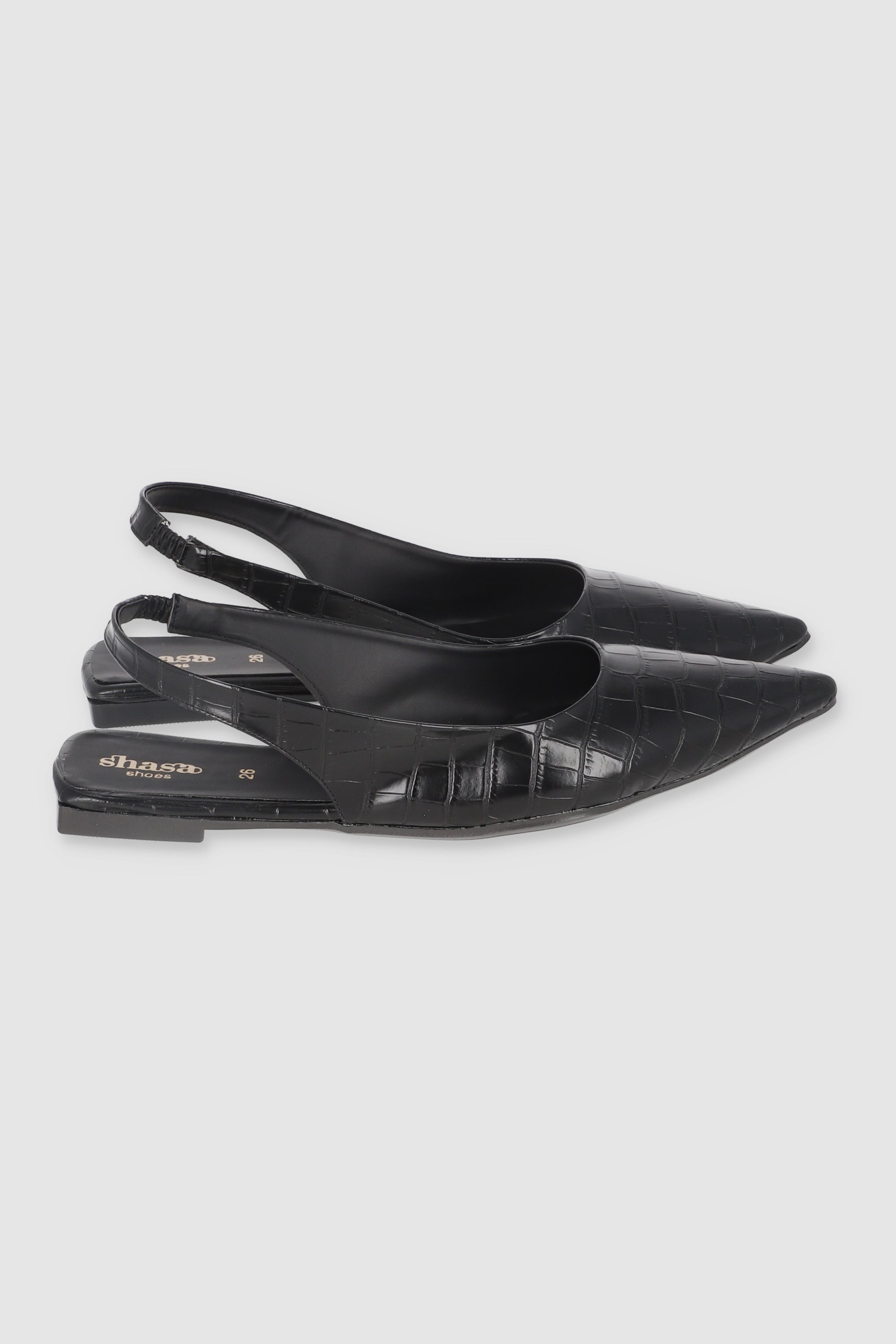 Flat Pointy Croco BLACK