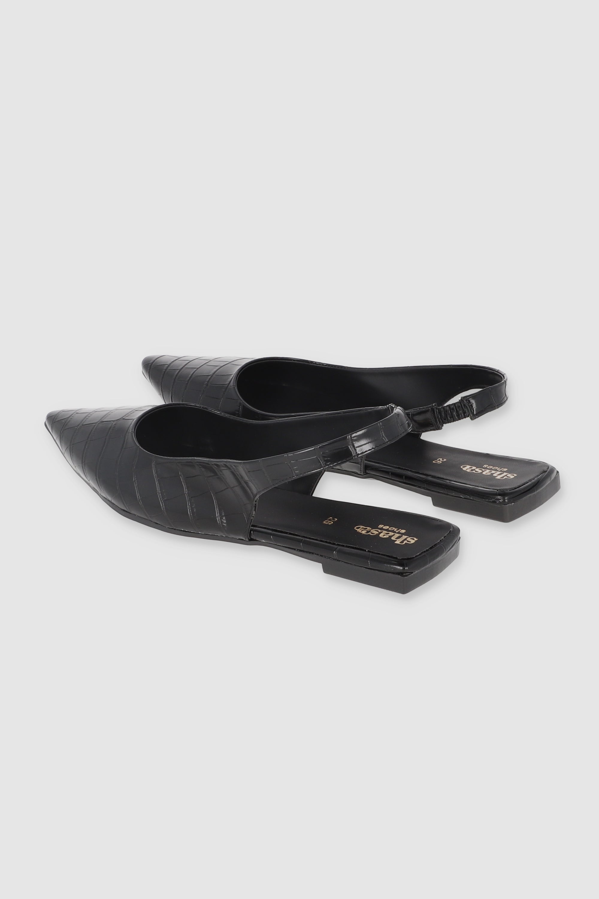 Flat Pointy Croco BLACK