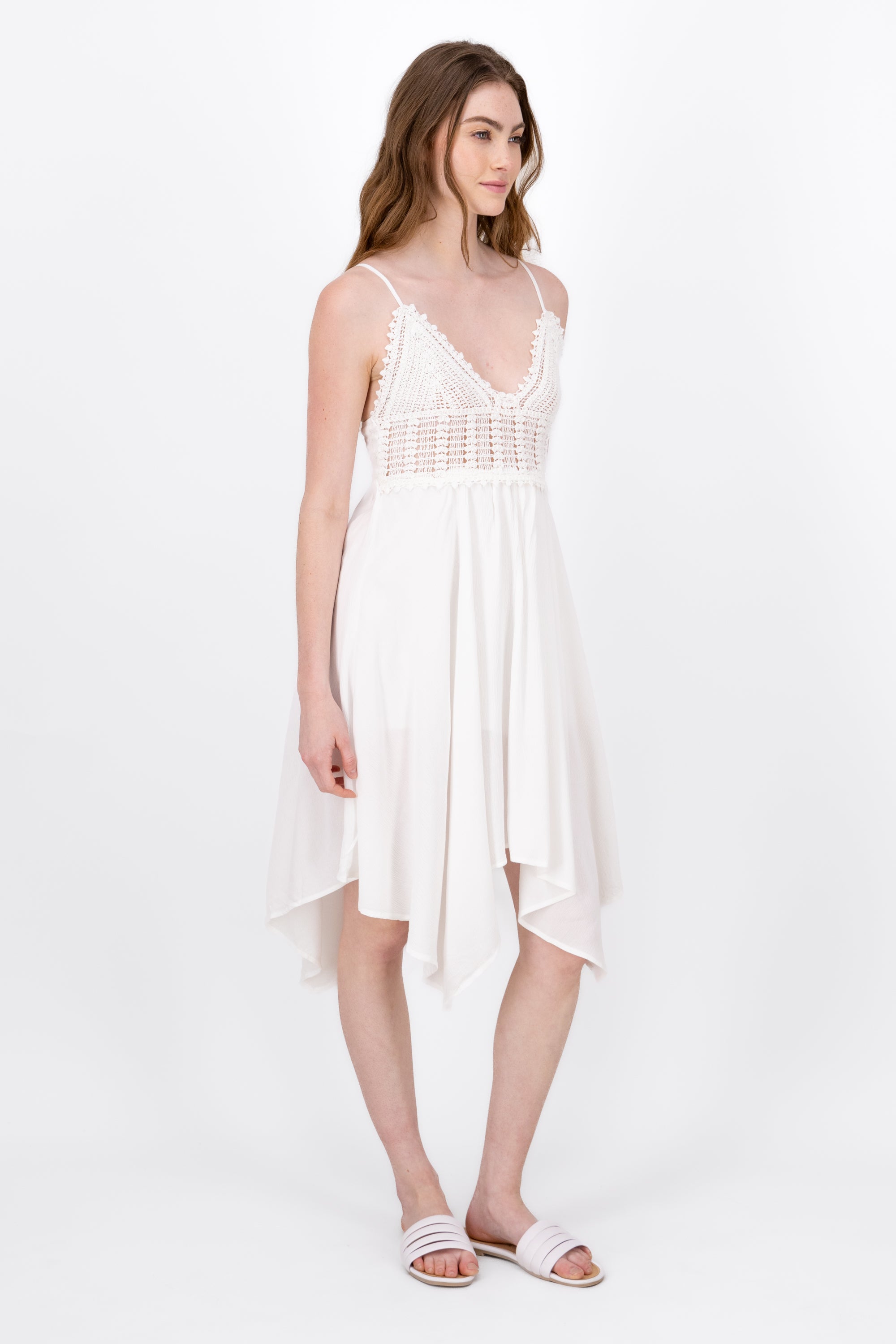 Vestido Midi Detalle Crochet BLANCO