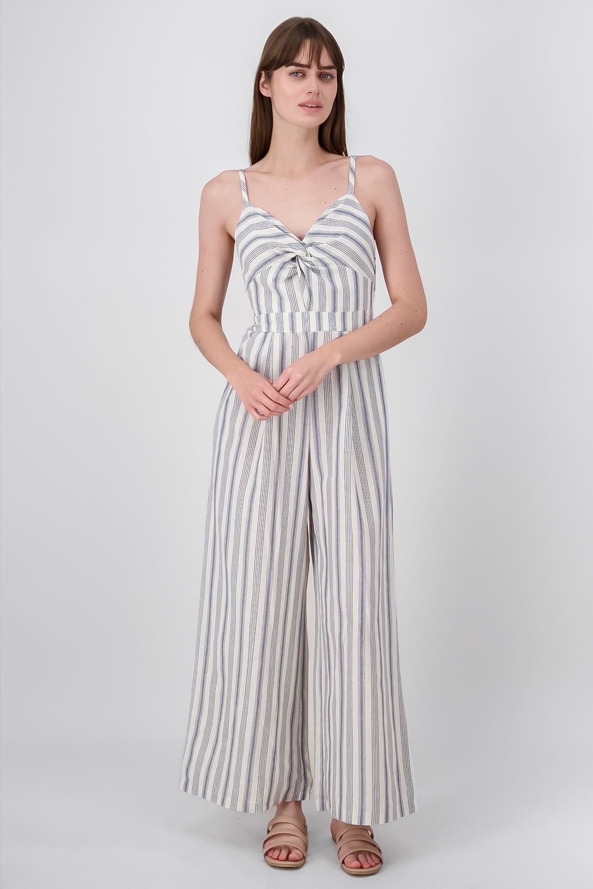 Jumpsuit rayas detalle escote MARINO COMBO