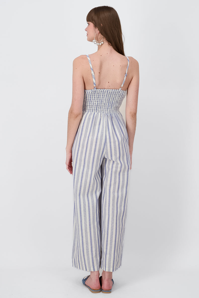 Jumpsuit rayas detalle escote AZUL COMBO