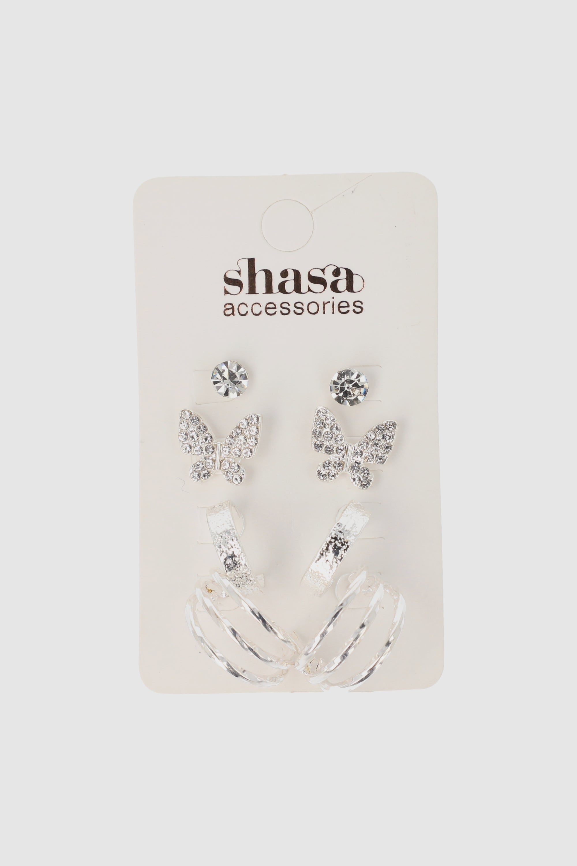 Set 4 Pares Aretes Mariposa Arracadas PLATA