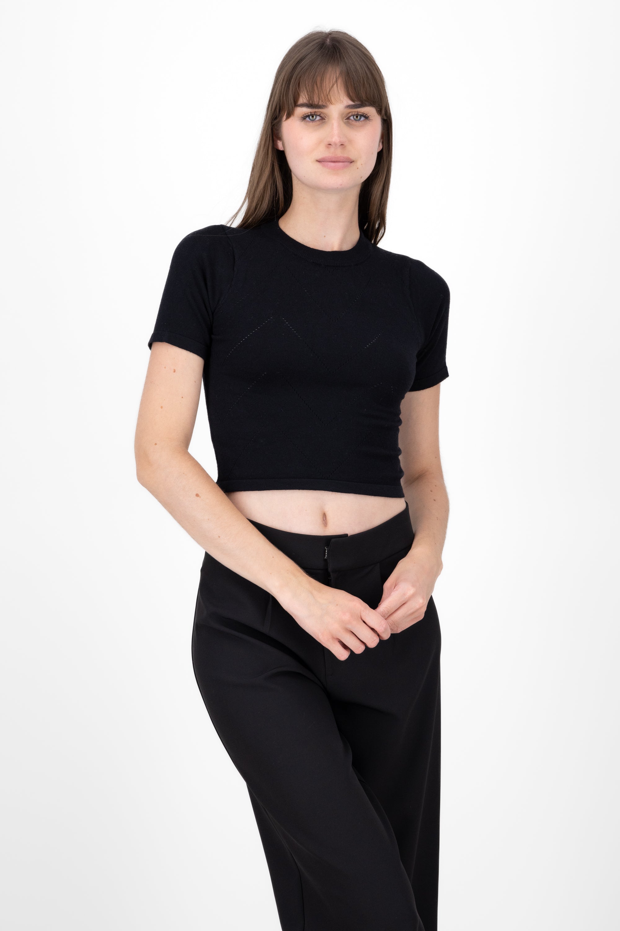 Top Short sleeve smooth tissue BLACK