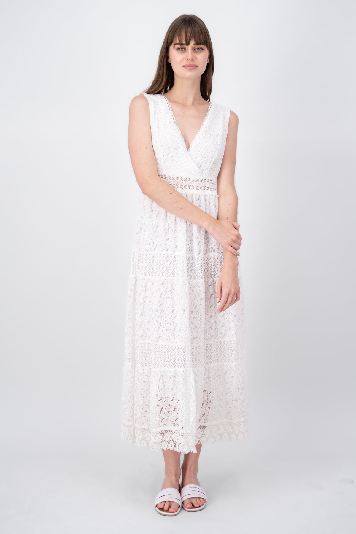 Maxi dress lace v Hypsters WHITE