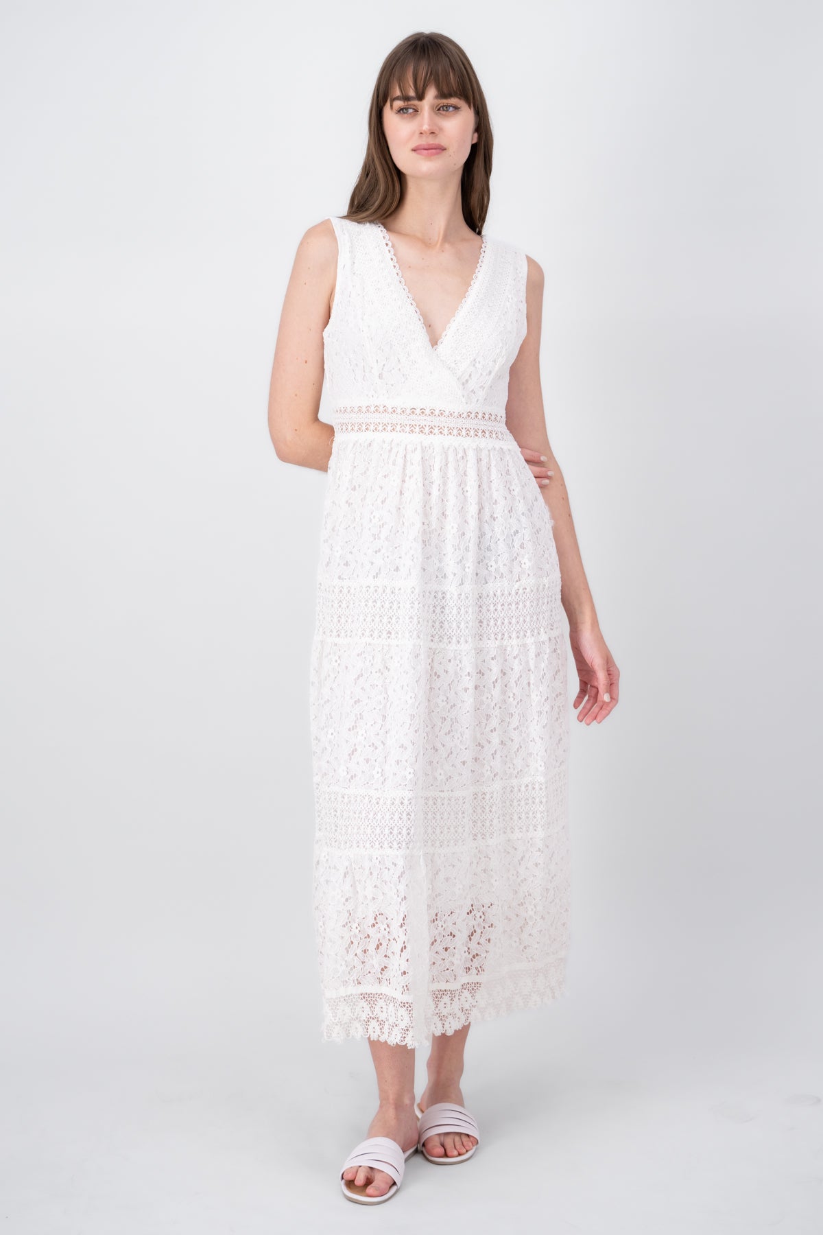 Maxi dress lace v Hypsters WHITE