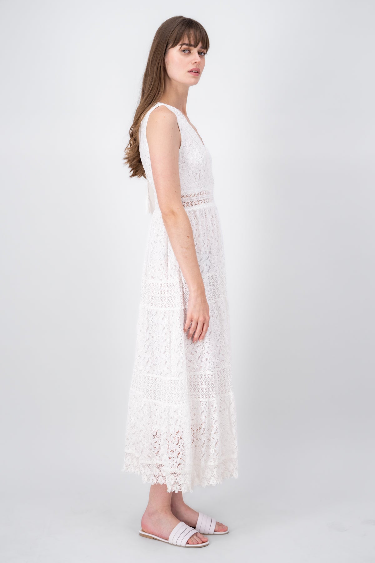 Maxi dress lace v Hypsters WHITE