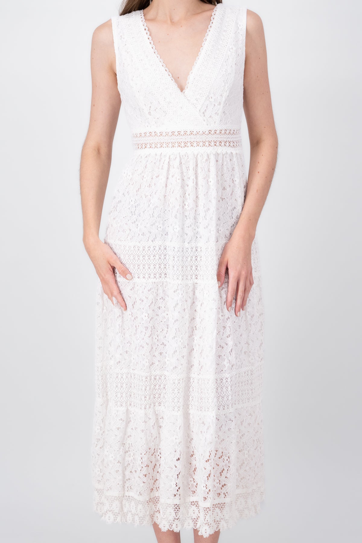 Maxi dress lace v Hypsters WHITE