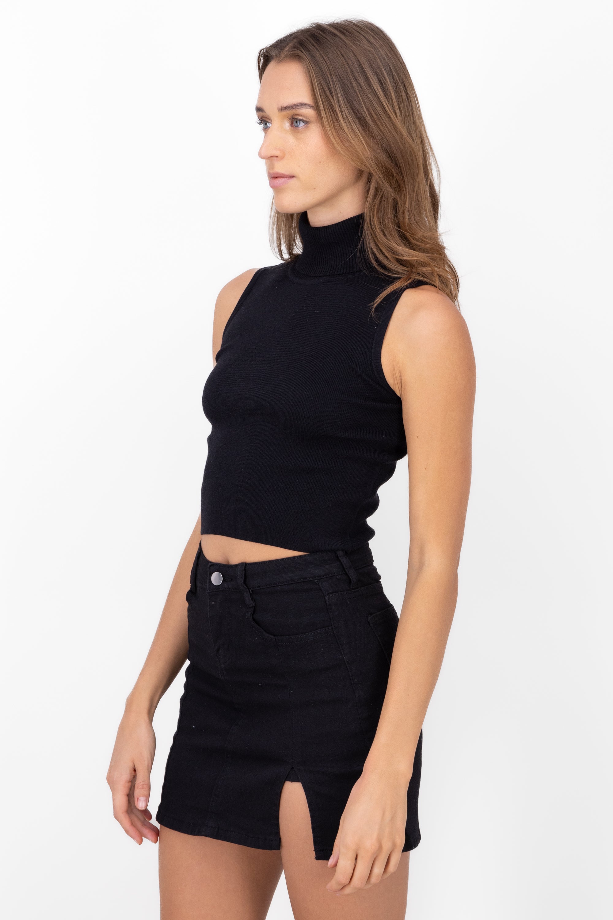 Top High Sleeve Neck Fabor BLACK